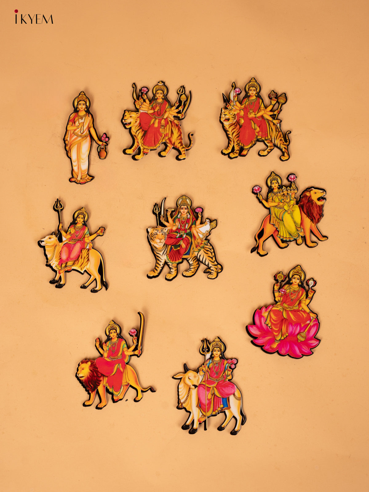 ACRYLIC NAVADURGA Printed FRIDGE MAGNET Set 