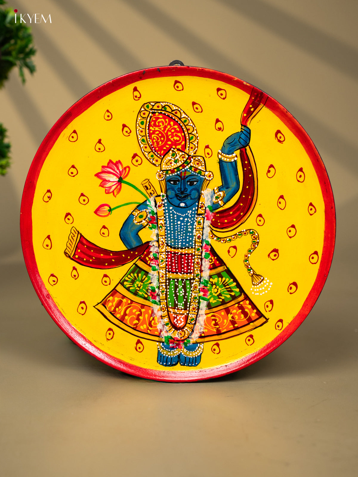 Wooden Hand painted Wall hanging Plate- Shrinathji  - KC22142