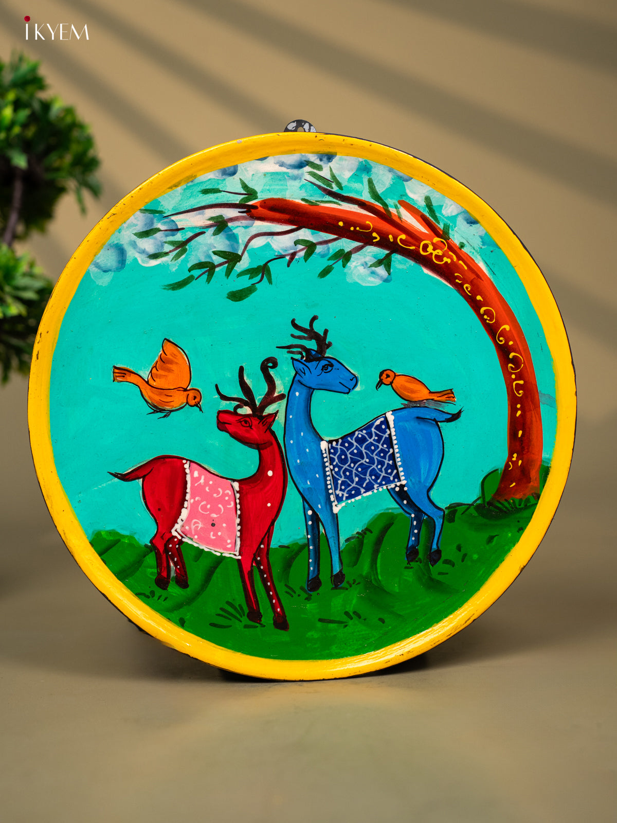 Wooden Hand painted Wall hanging Plate - Deer -KC22144