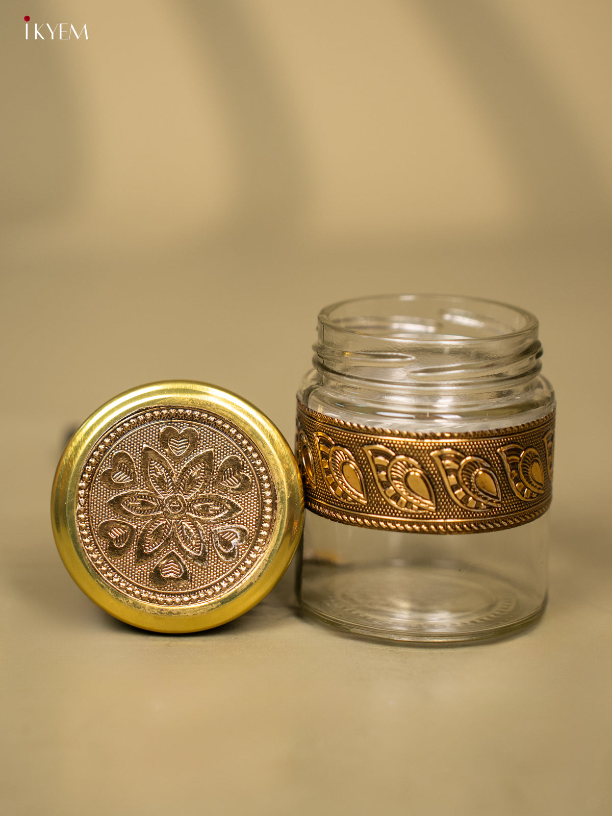 Gold Oxidized Glass Jar - KC26116