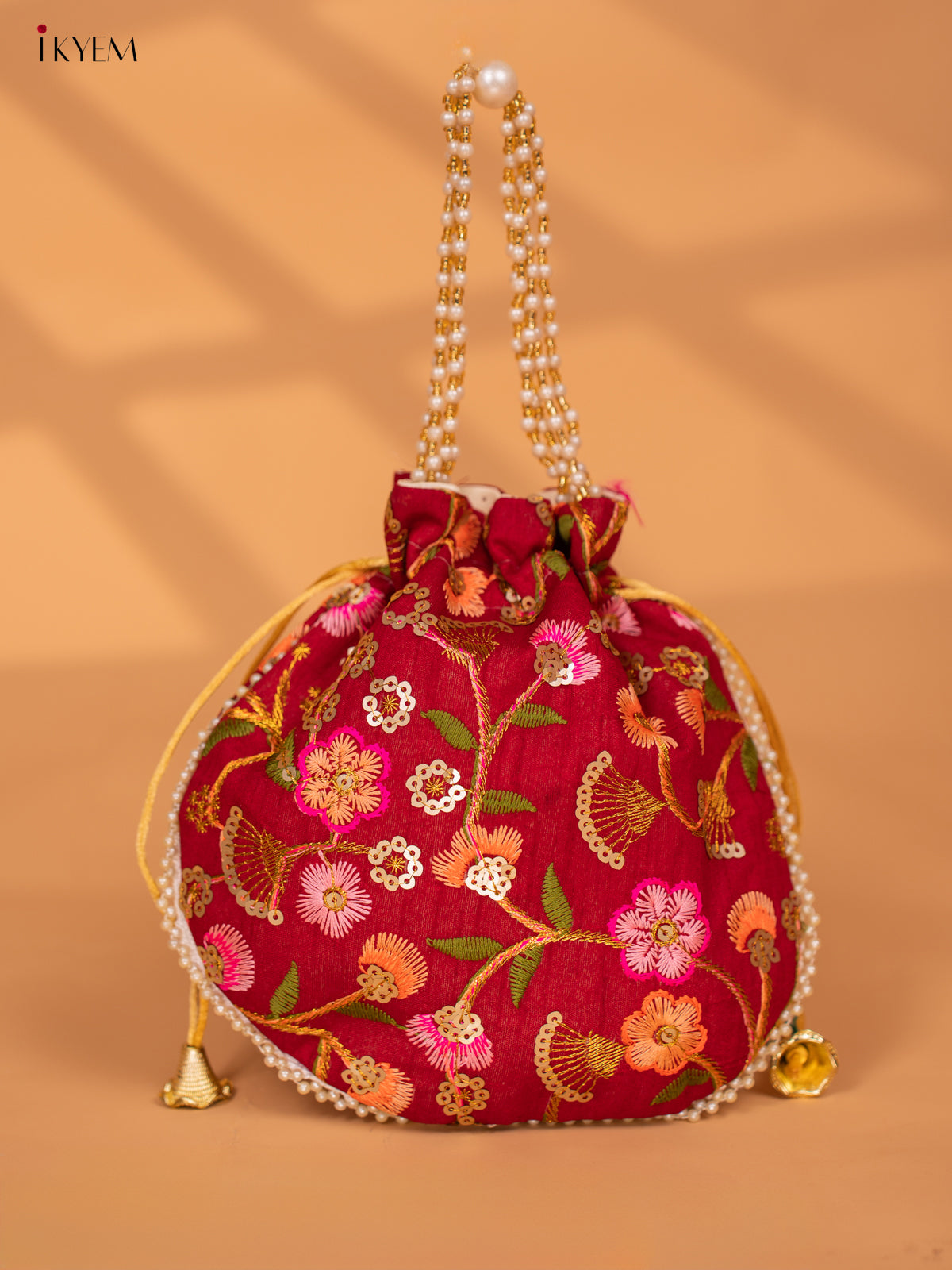 Designer Floral Embroidered Potli Bag - KC28111