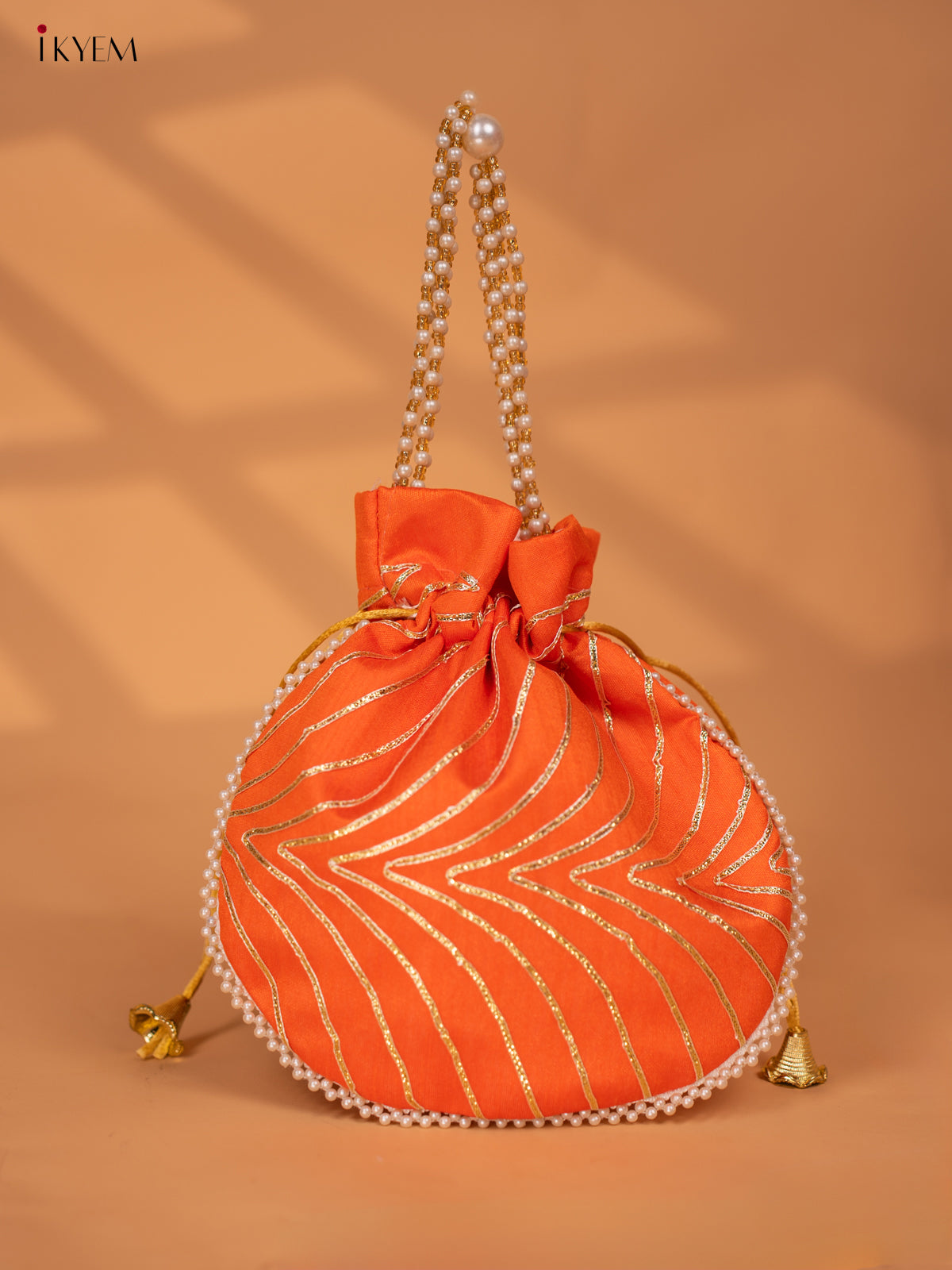Assorted Raw Silk Embroidered Potli Bags - KC28117