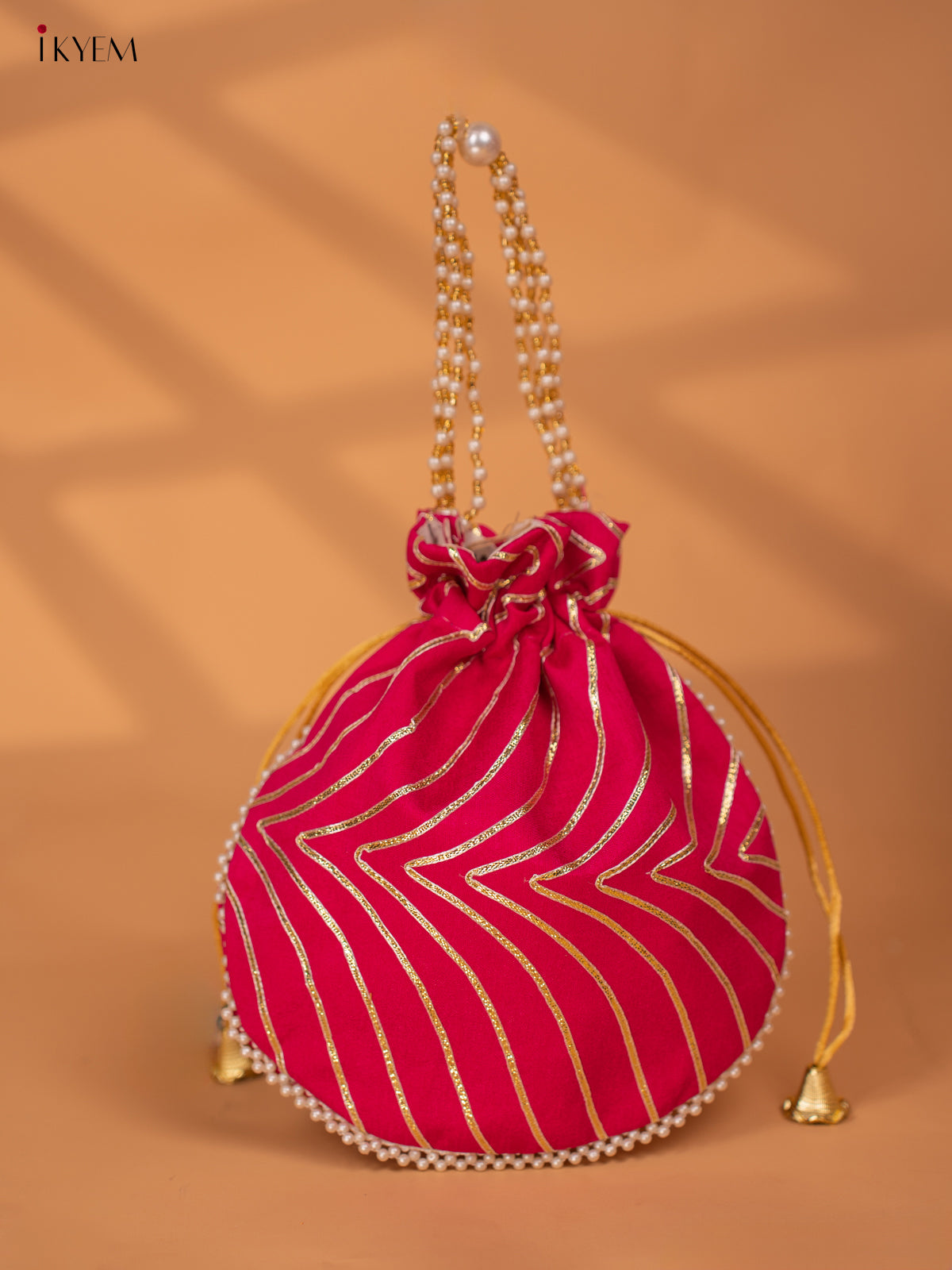Assorted Raw Silk Embroidered Potli Bags - KC28117