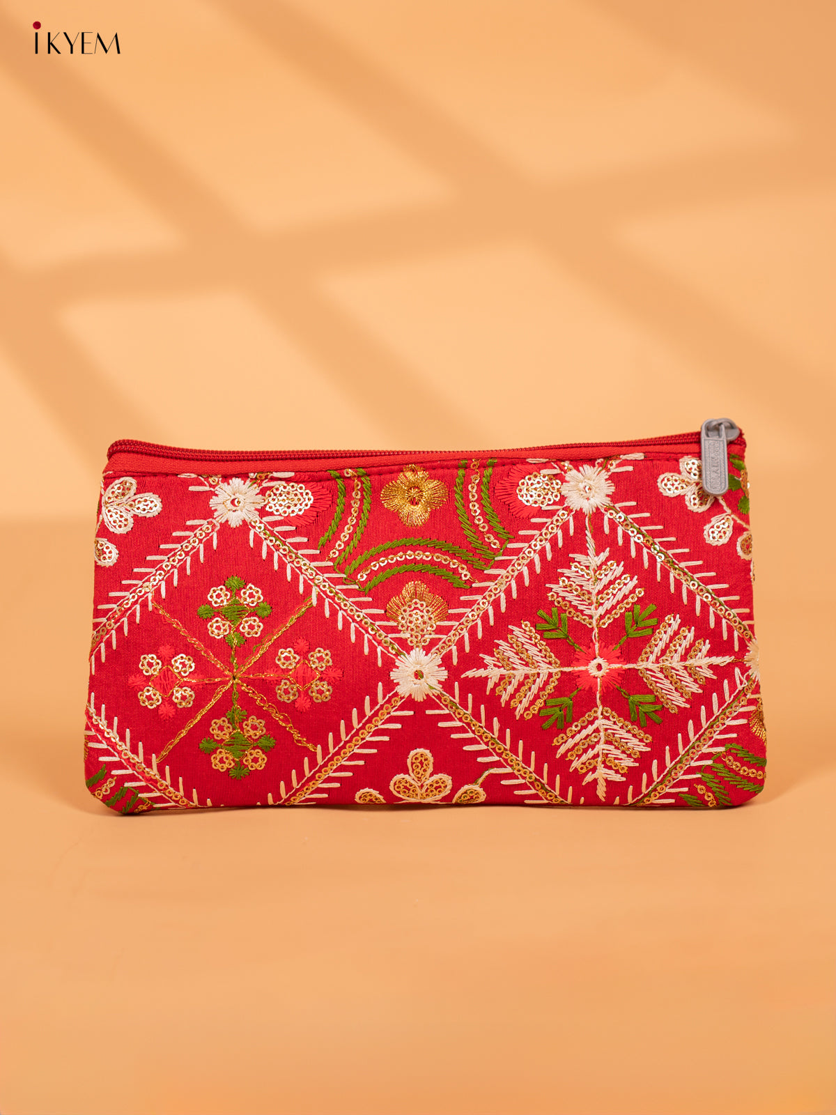 Designer Embroidered Pouch with zipper - KC28120