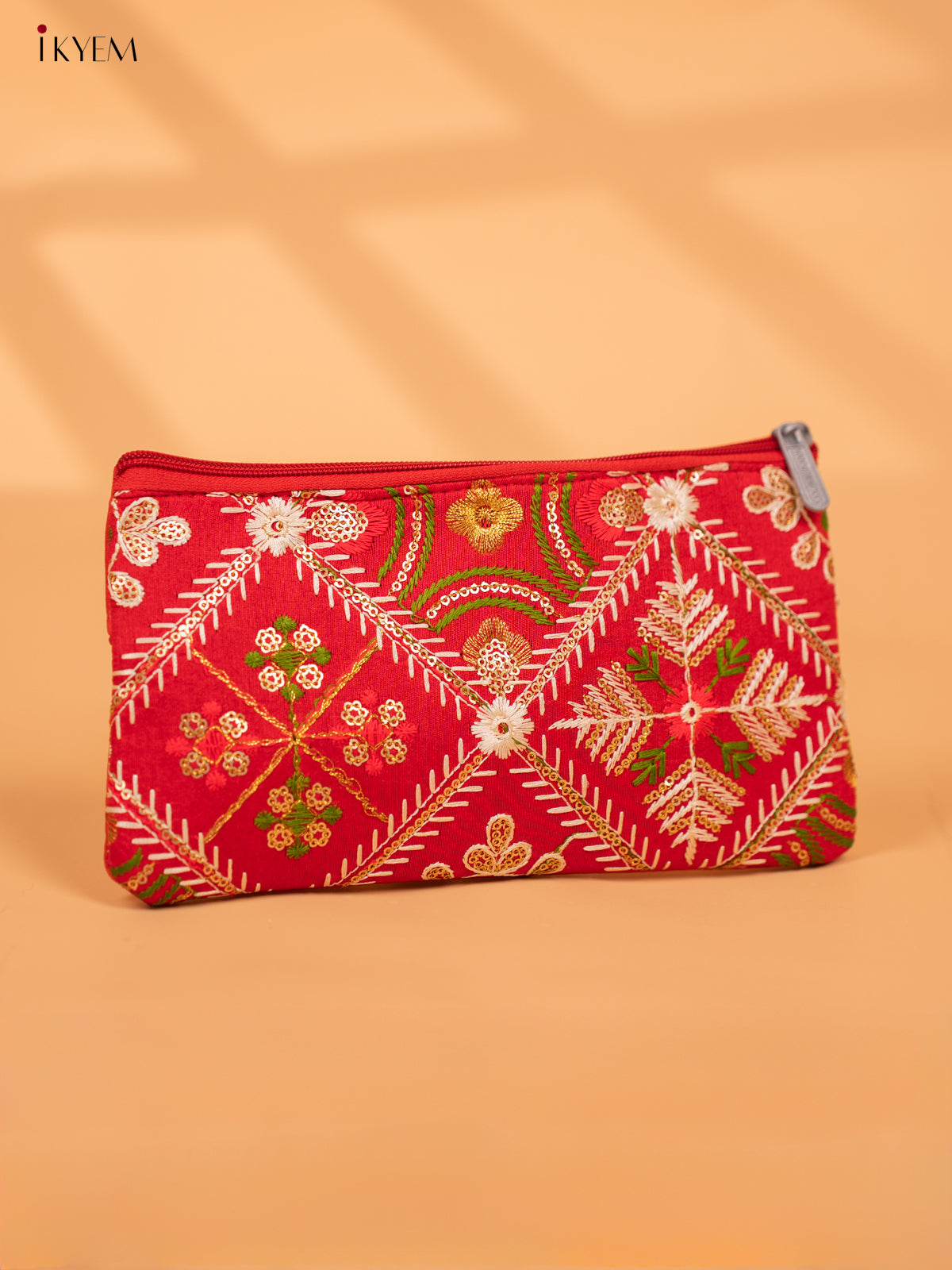 Designer Embroidered Pouch with zipper - KC28120