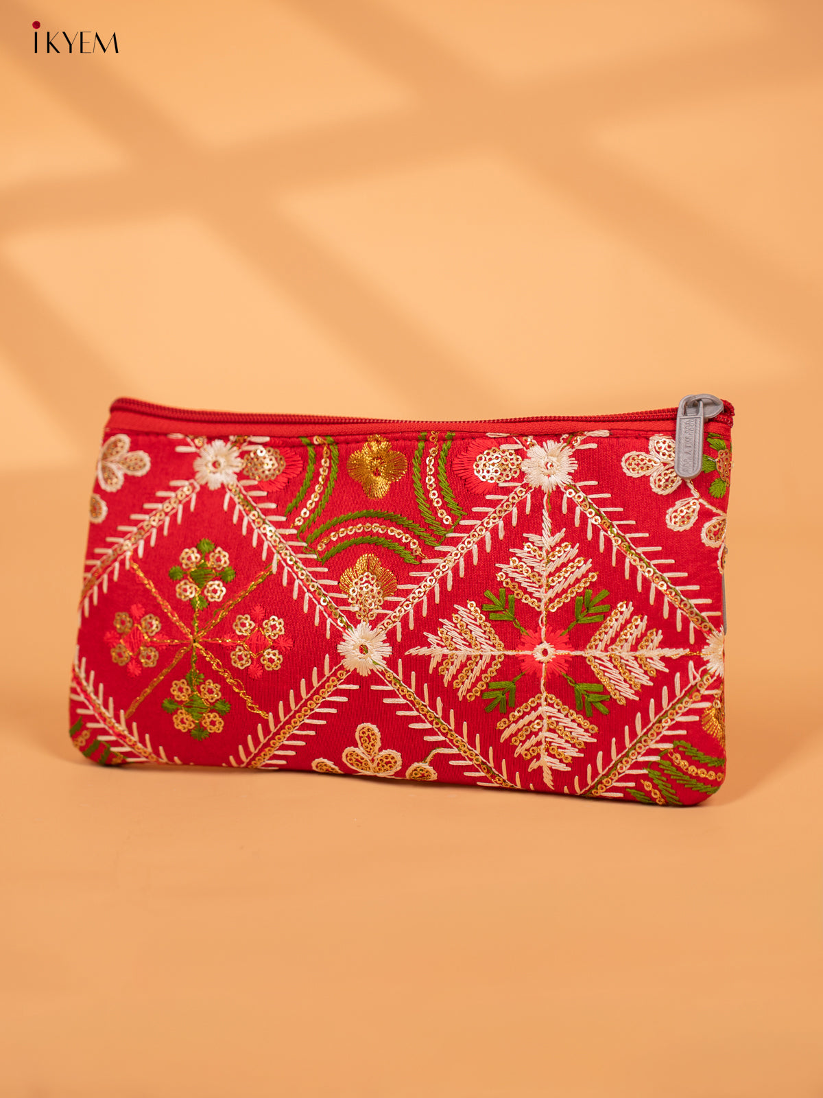 Designer Embroidered Pouch with zipper - KC28120