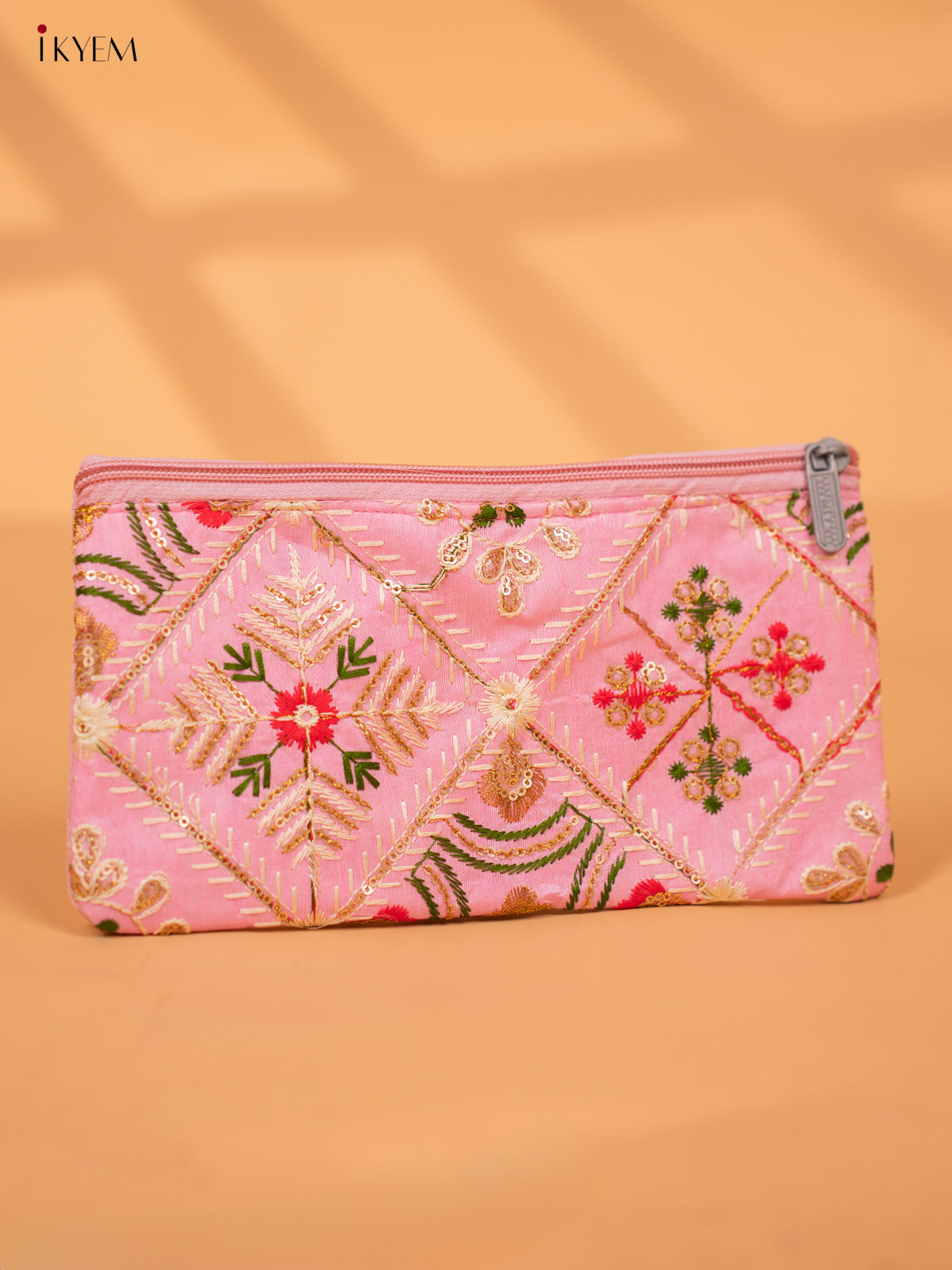 Designer Embroidered Pouch with zipper - KC28120