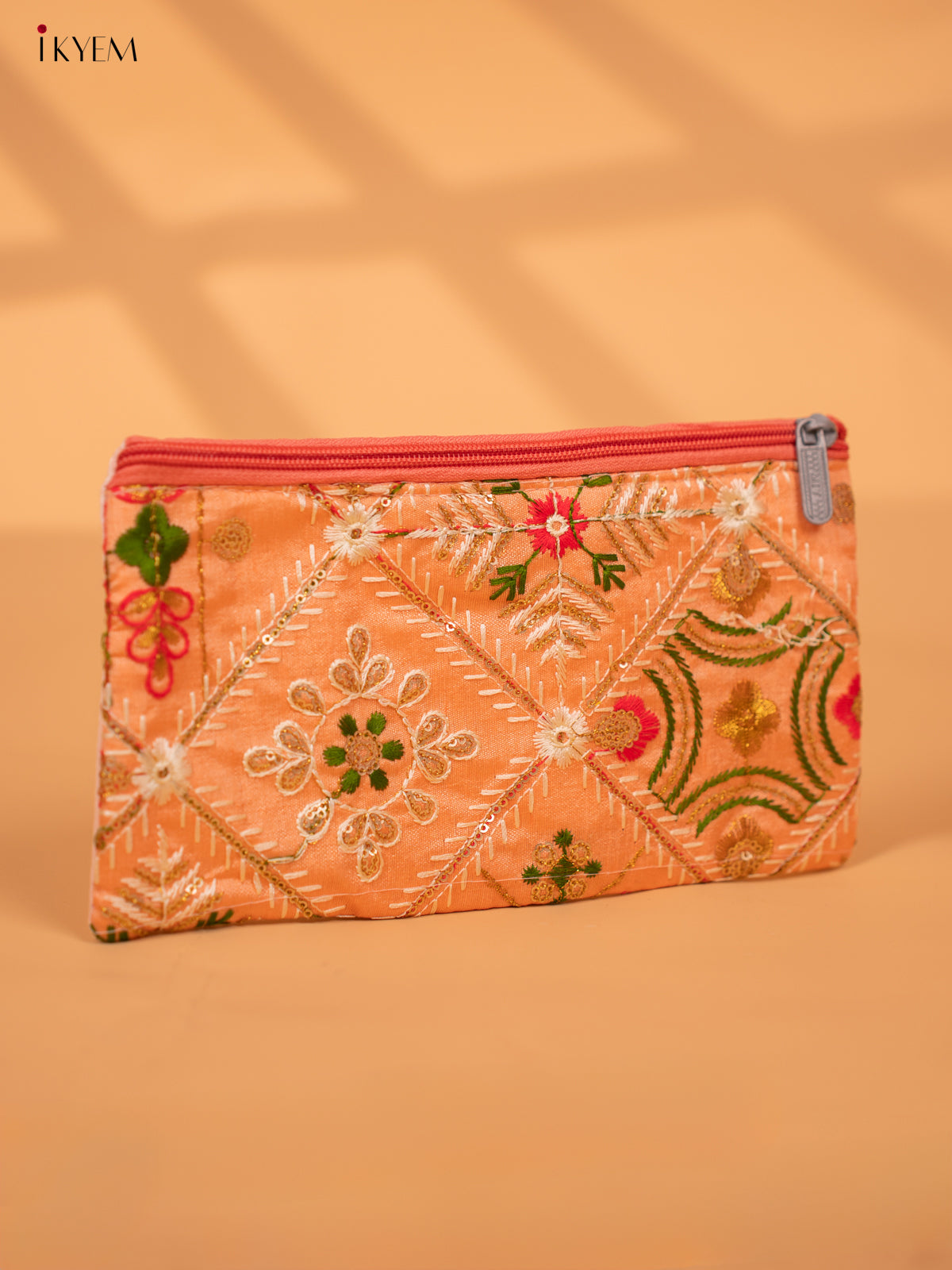 Designer Embroidered Pouch with zipper - KC28120