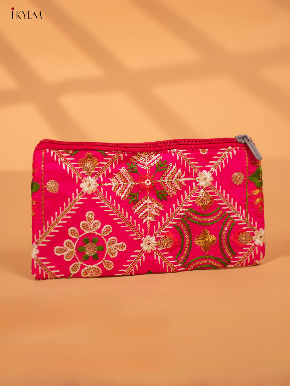Designer Embroidered Pouch with zipper - KC28120