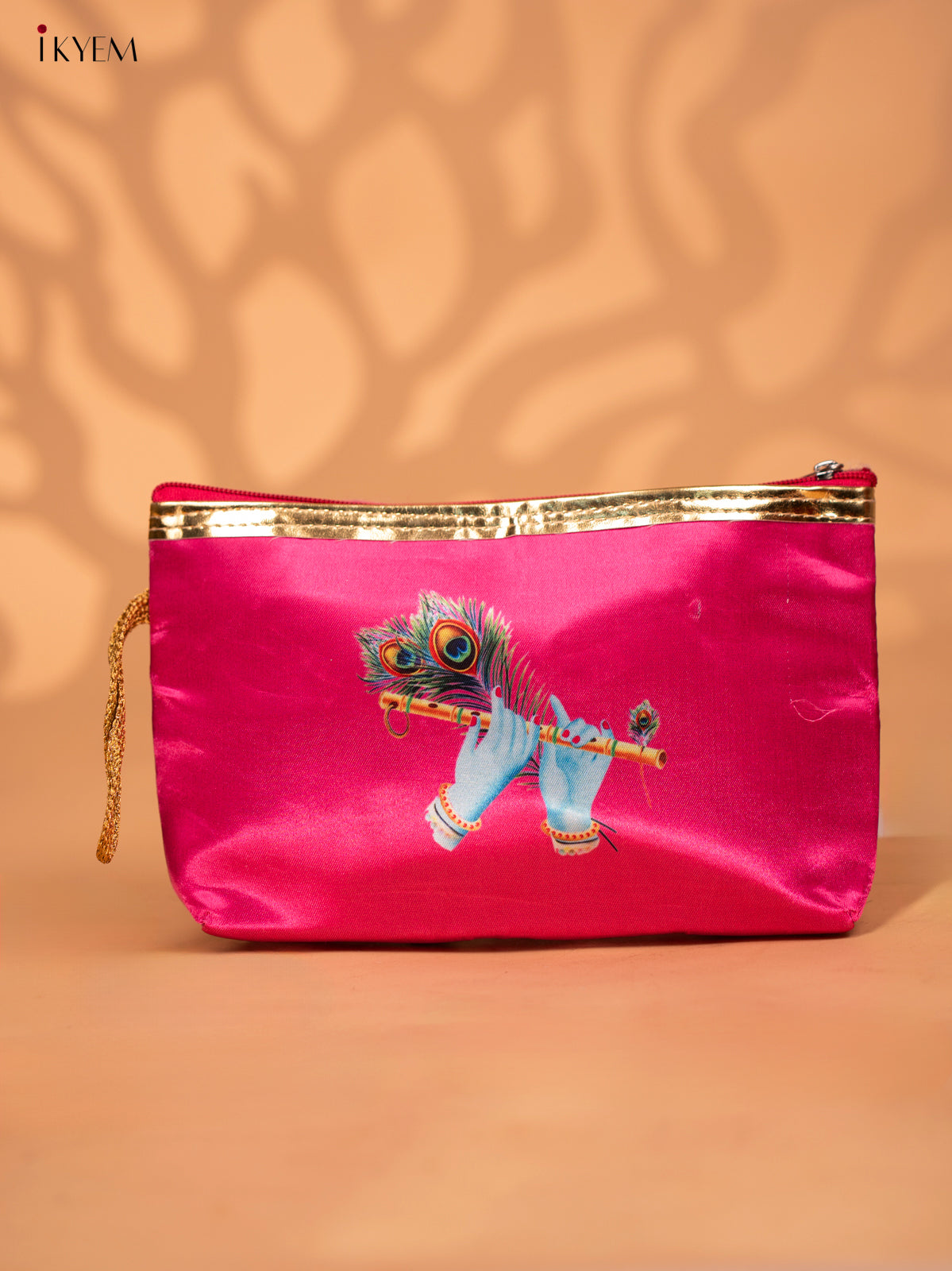 Digital Printed Krishna Flute Purse with Zipper - KC28125
