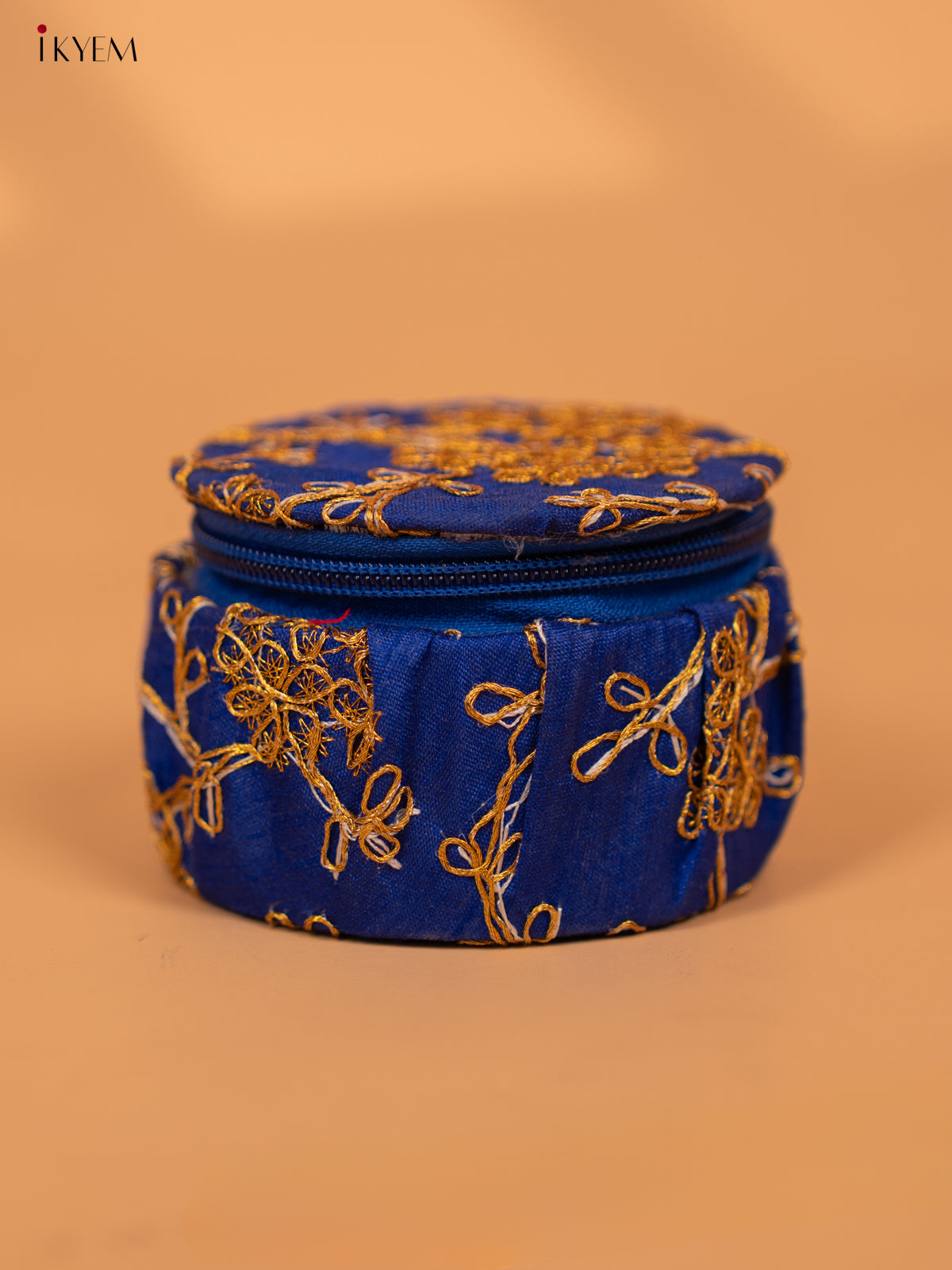 Golden Zari Embroidered Bangle Box - KC29114