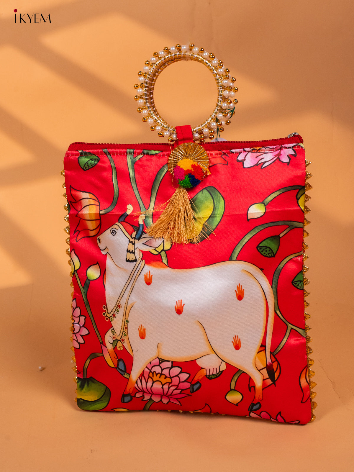 Cow Digital Printed Bag with Bangle handle-KC29119
