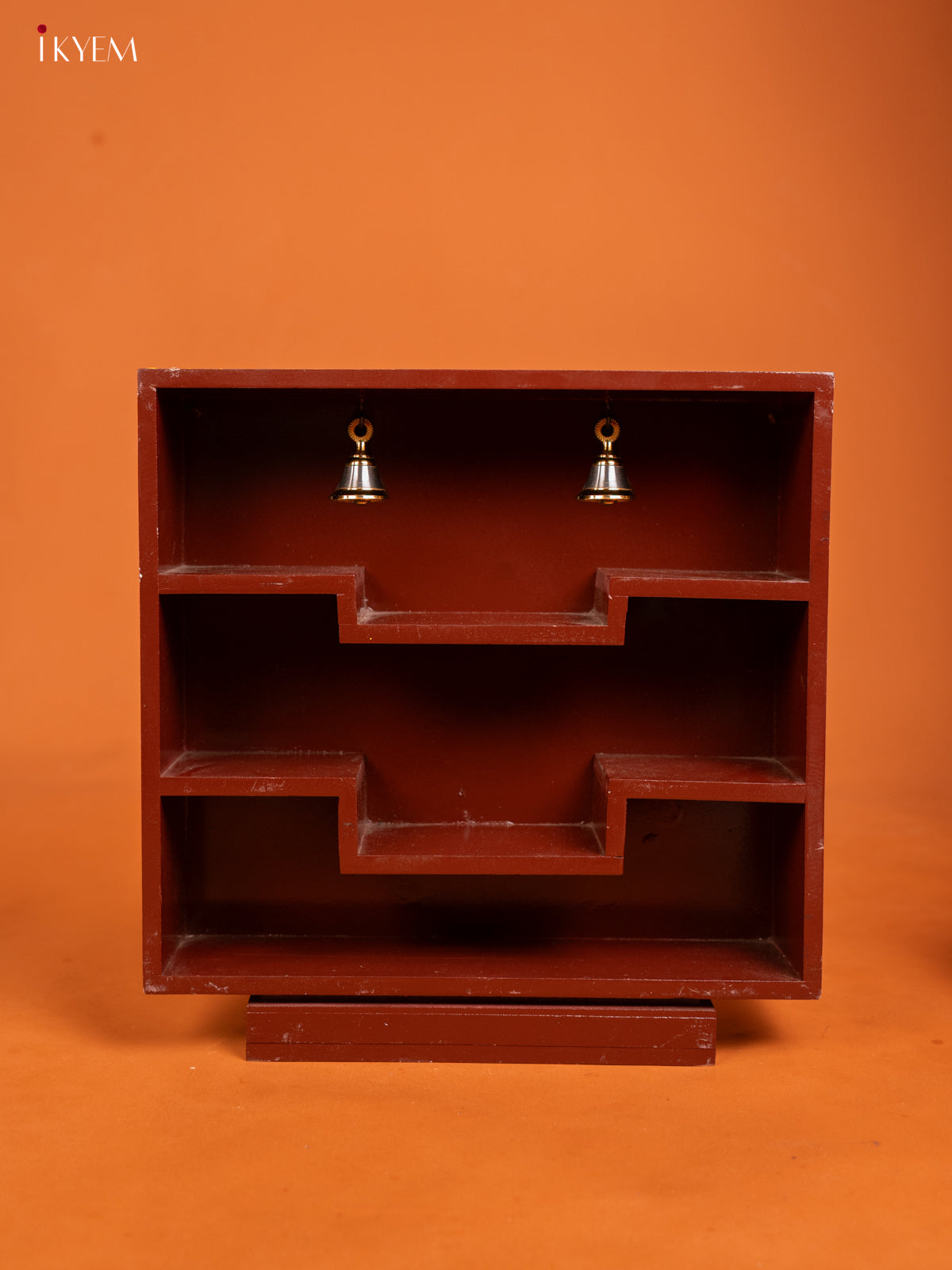 Square Wooden Hand Painted Wall Shelf - Maroon - KD01115