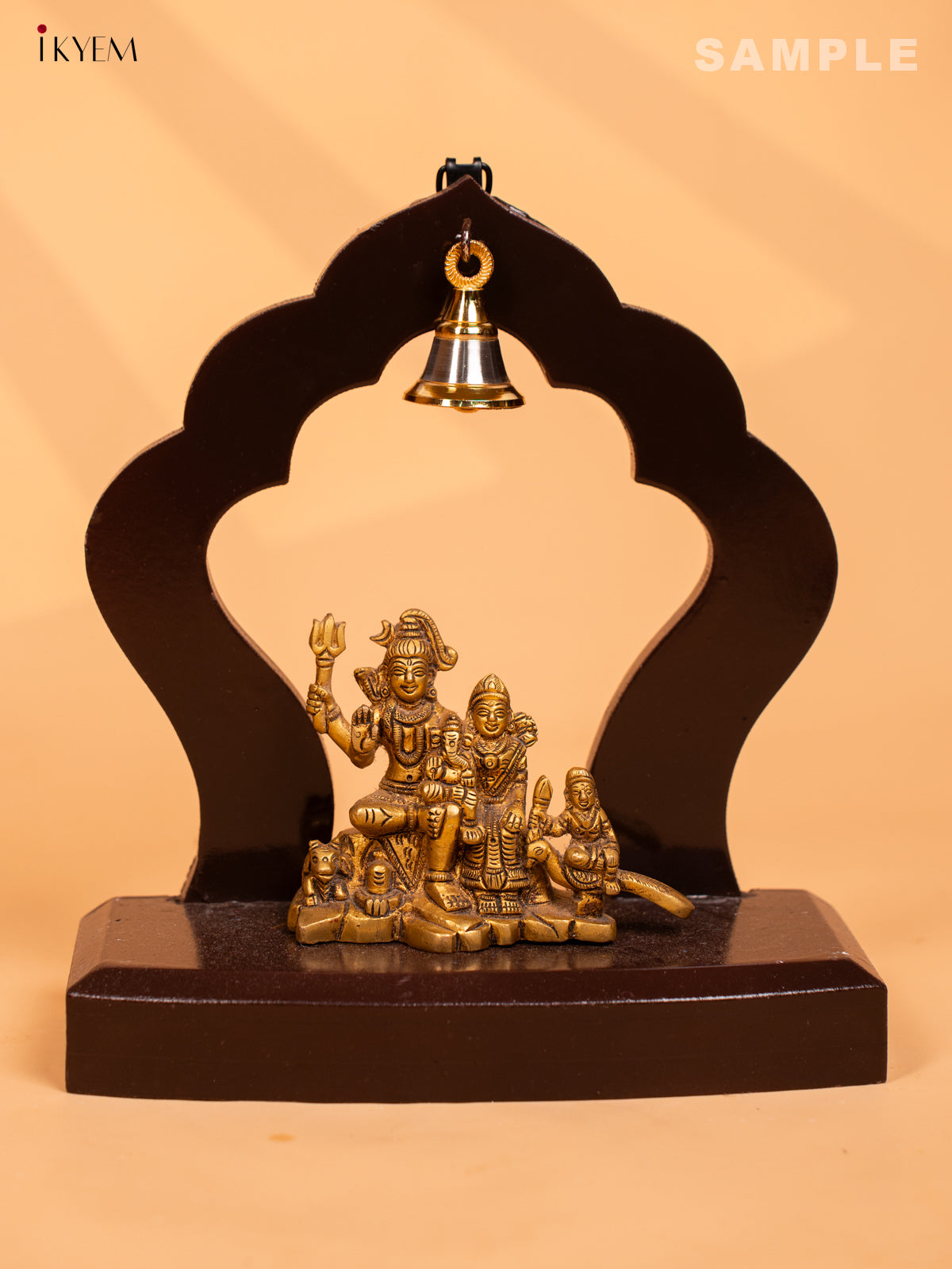 Small arch wooden wall frame with bell - Brown - KD01129