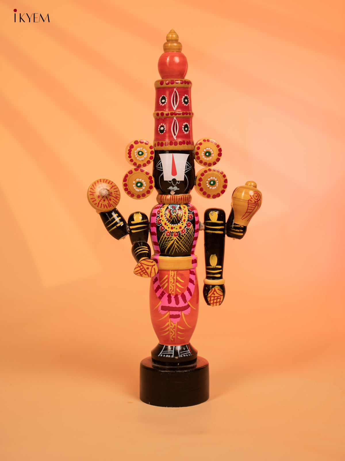 Wooden Kondapalli Hand Painted Lord Venkateswara idol - KD04111