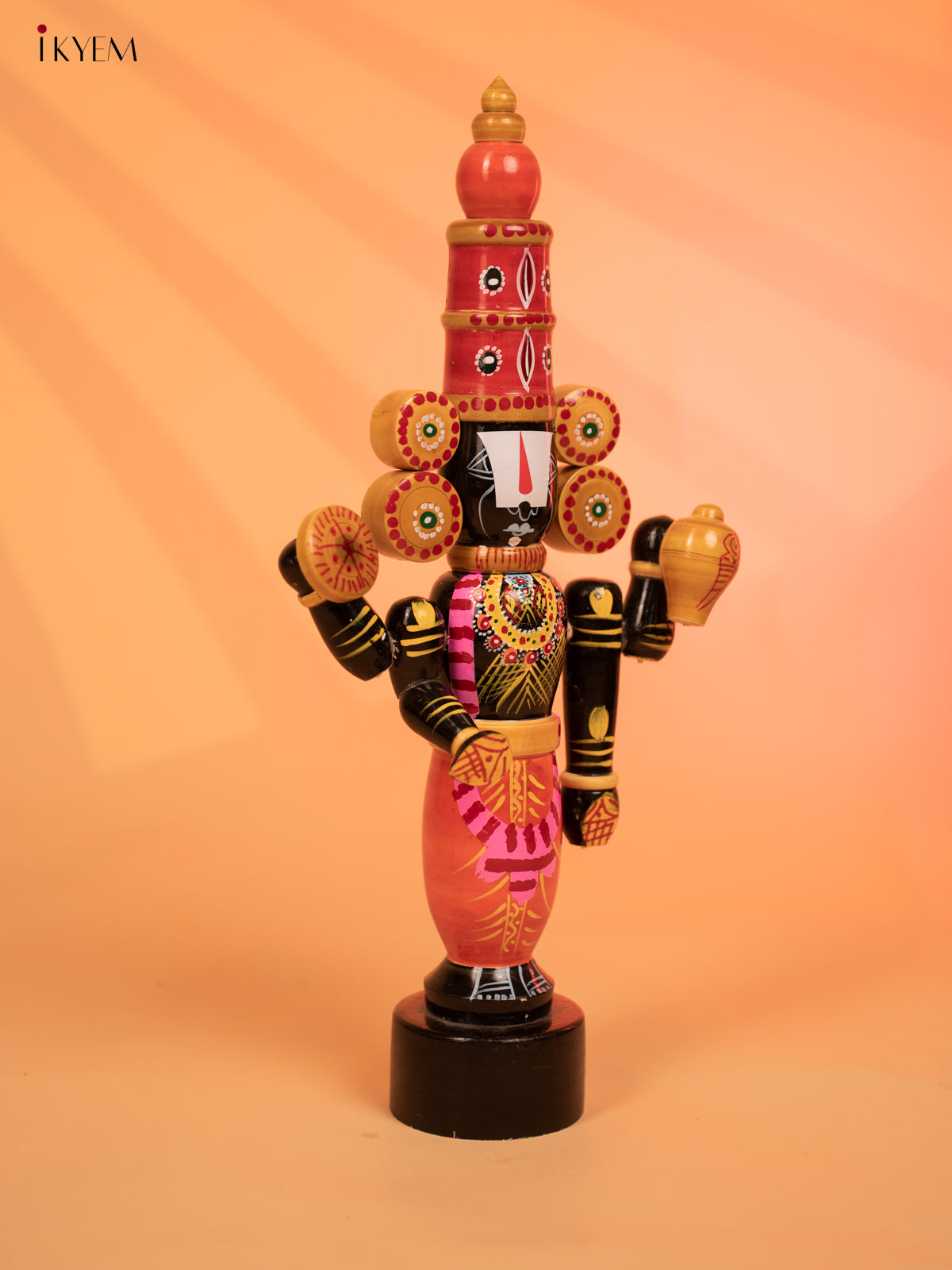 Wooden Kondapalli Hand Painted Lord Venkateswara idol - KD04111