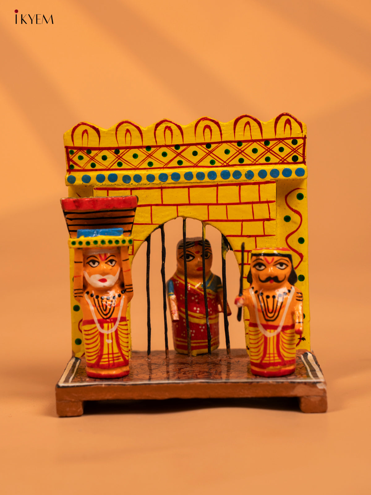 Wooden Kondapalli Hand Painted Krishna Story Set - KD04115