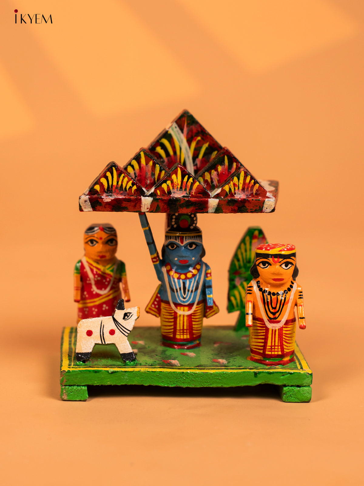 Wooden Kondapalli Hand Painted Krishna Story Set - KD04115