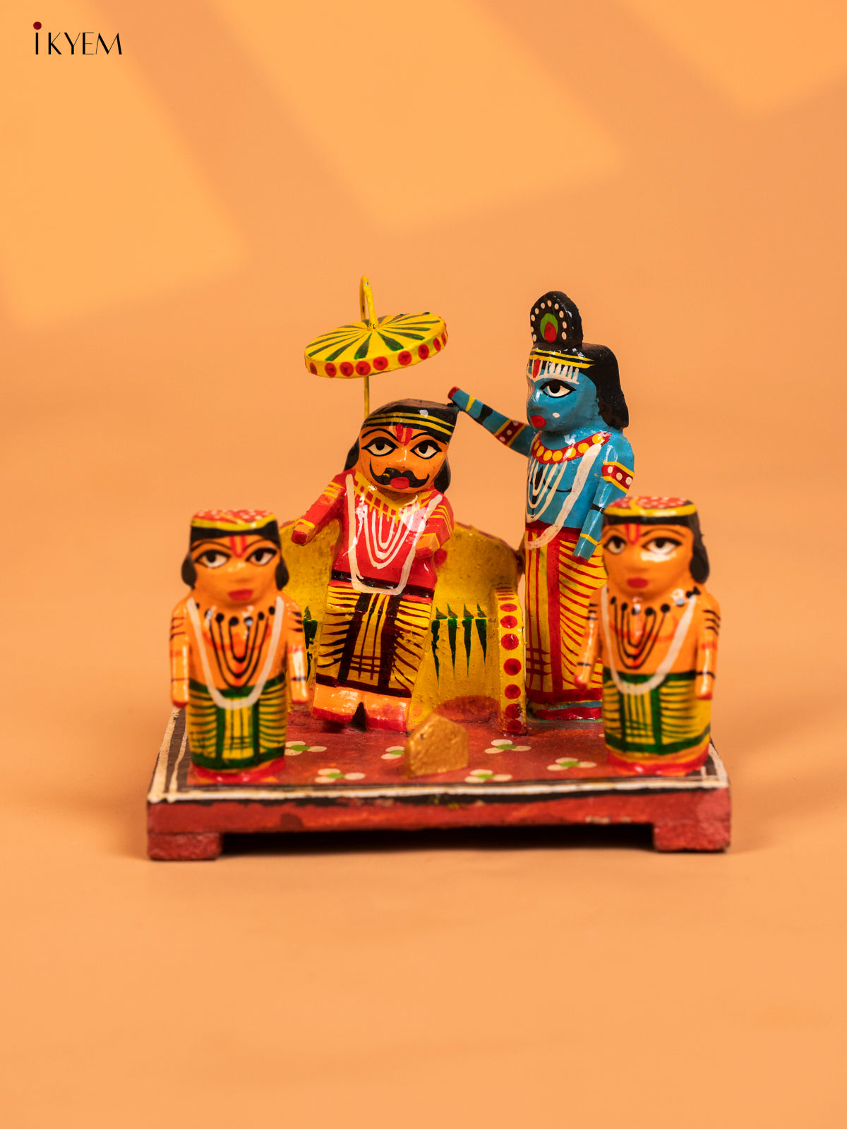 Wooden Kondapalli Hand Painted Krishna Story Set - KD04115