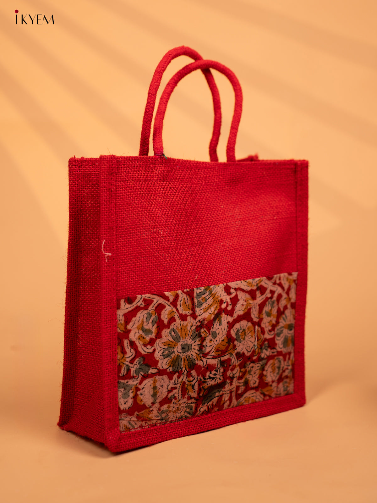 Jute bag Half & Half Kalamkari - Red - KD04132