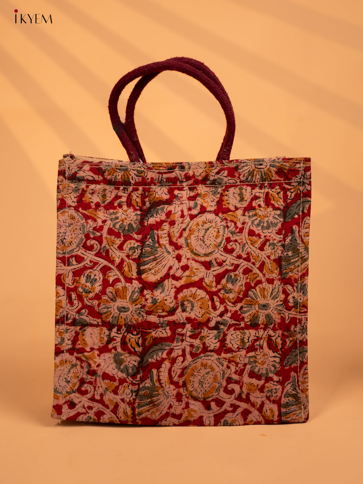 Jute full Kalamkari bag Red - KD04136