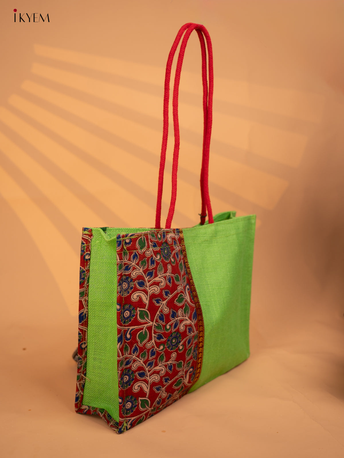 Jute bag Half & Half Kalamkari Green - KD04137