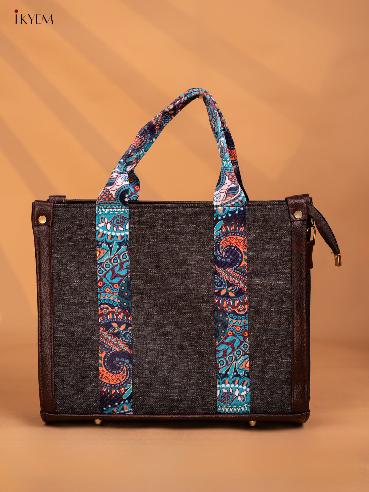 Jacquard Handbag Leather sling with Printed Sling - Black - KD05125