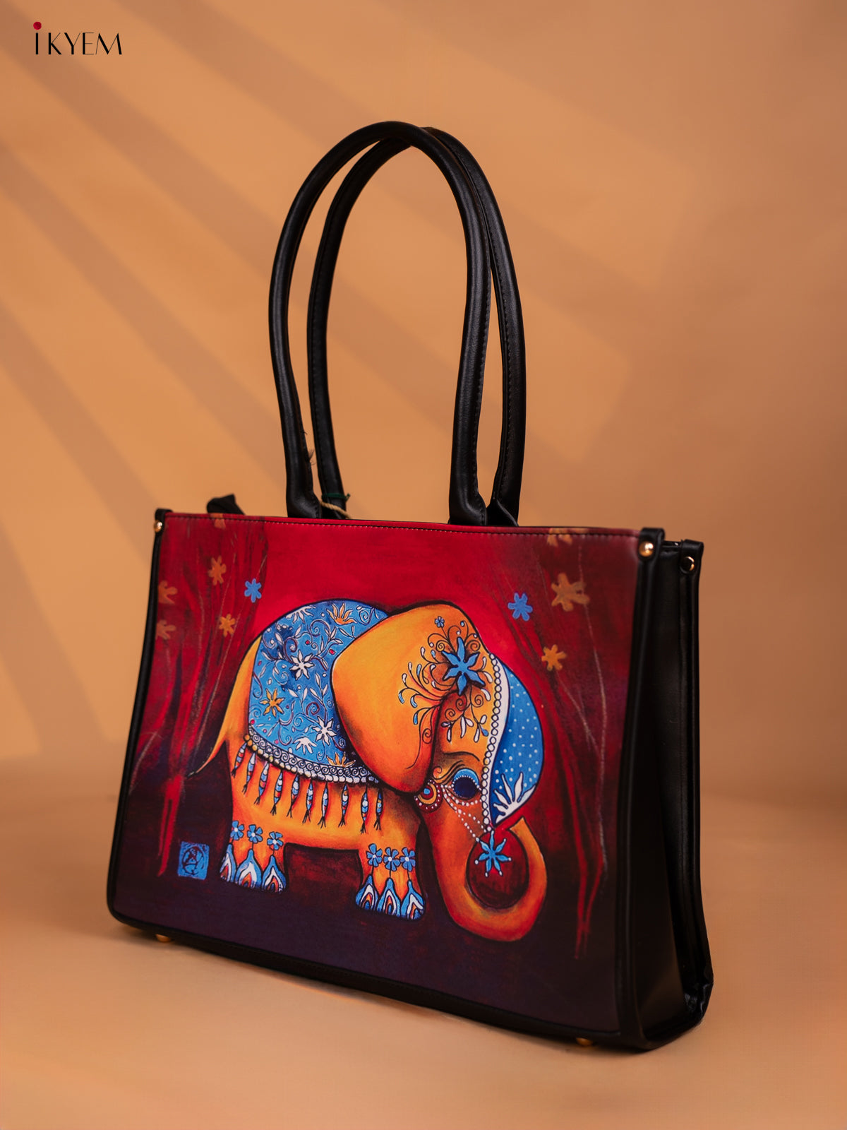 Printed Handbag - Small Elephant -Red - KD05129