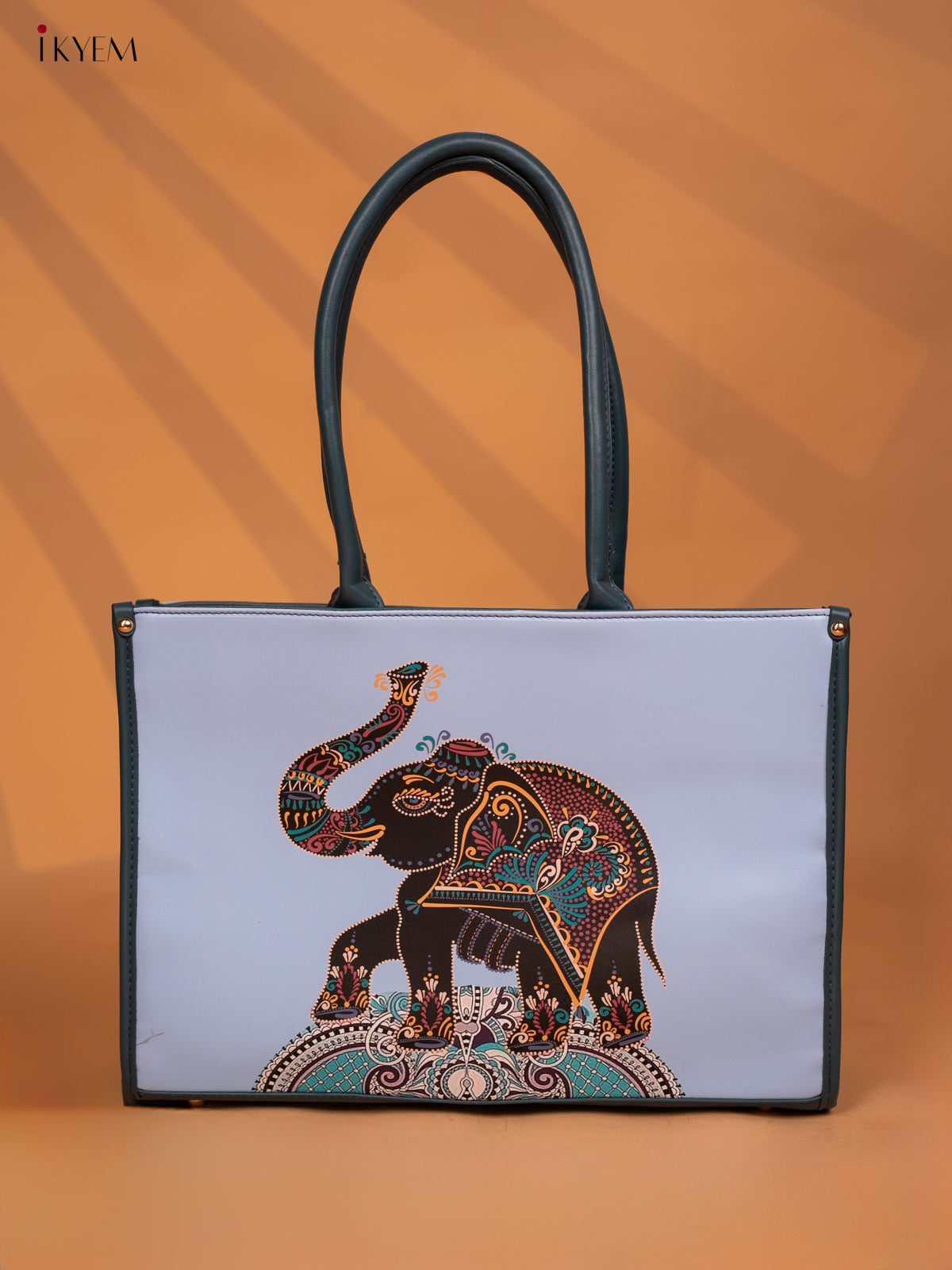 Printed Handbag - Small Elephant -Blue - KD05130