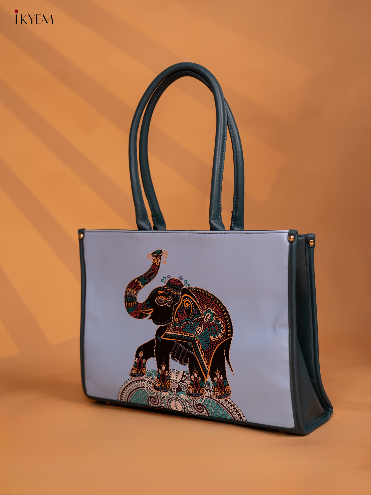 Printed Handbag - Small Elephant -Blue - KD05130