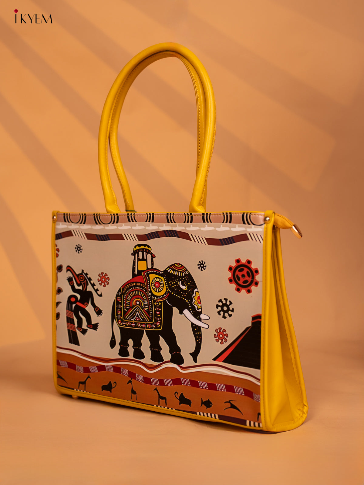 Printed Handbag - Elephant - pista green - KD05131