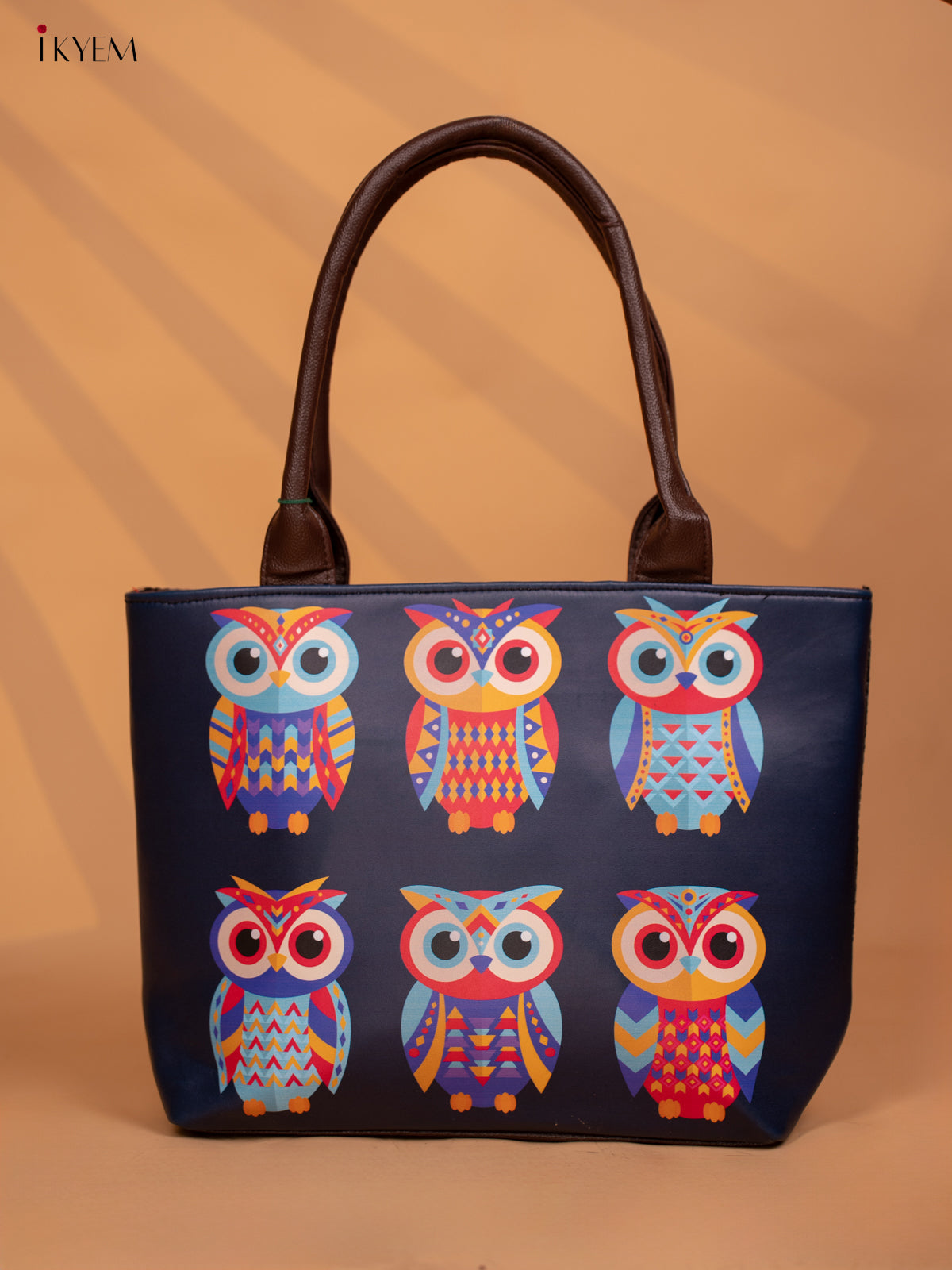 Printed Handbag With Small Wallet Owl - Violet - KD05138