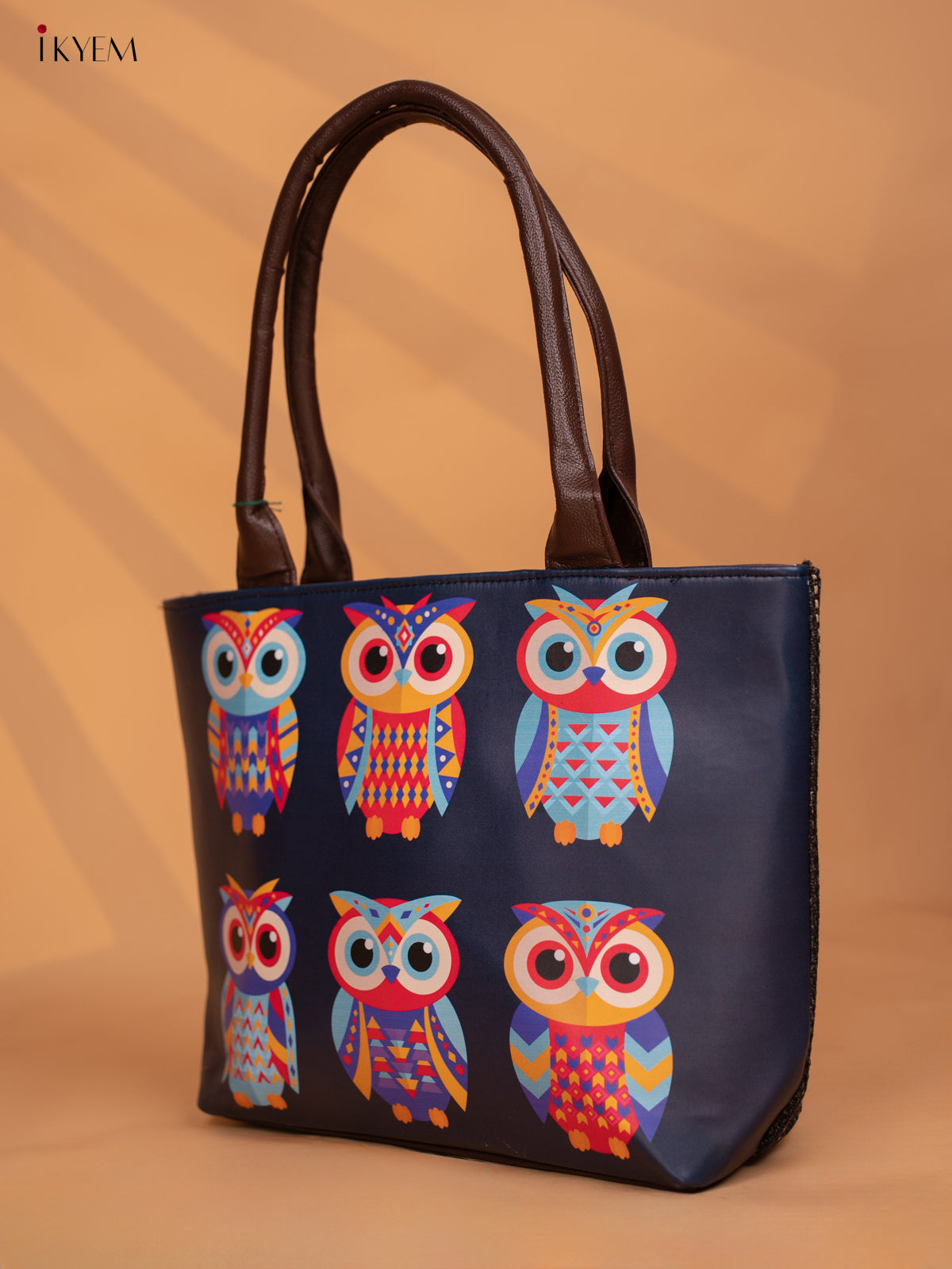 Printed Handbag With Small Wallet Owl - Violet - KD05138