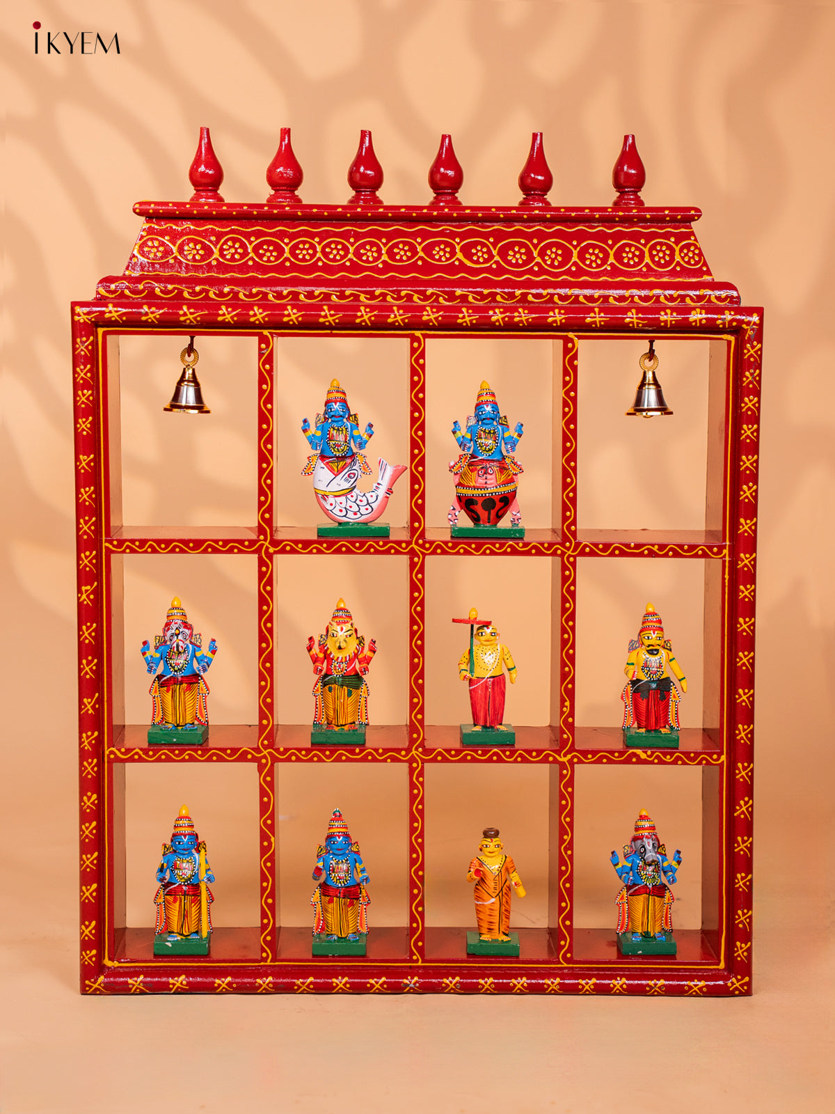 Wooden Frame With Kondapalli Dasavatharam Idol Set - KD22140