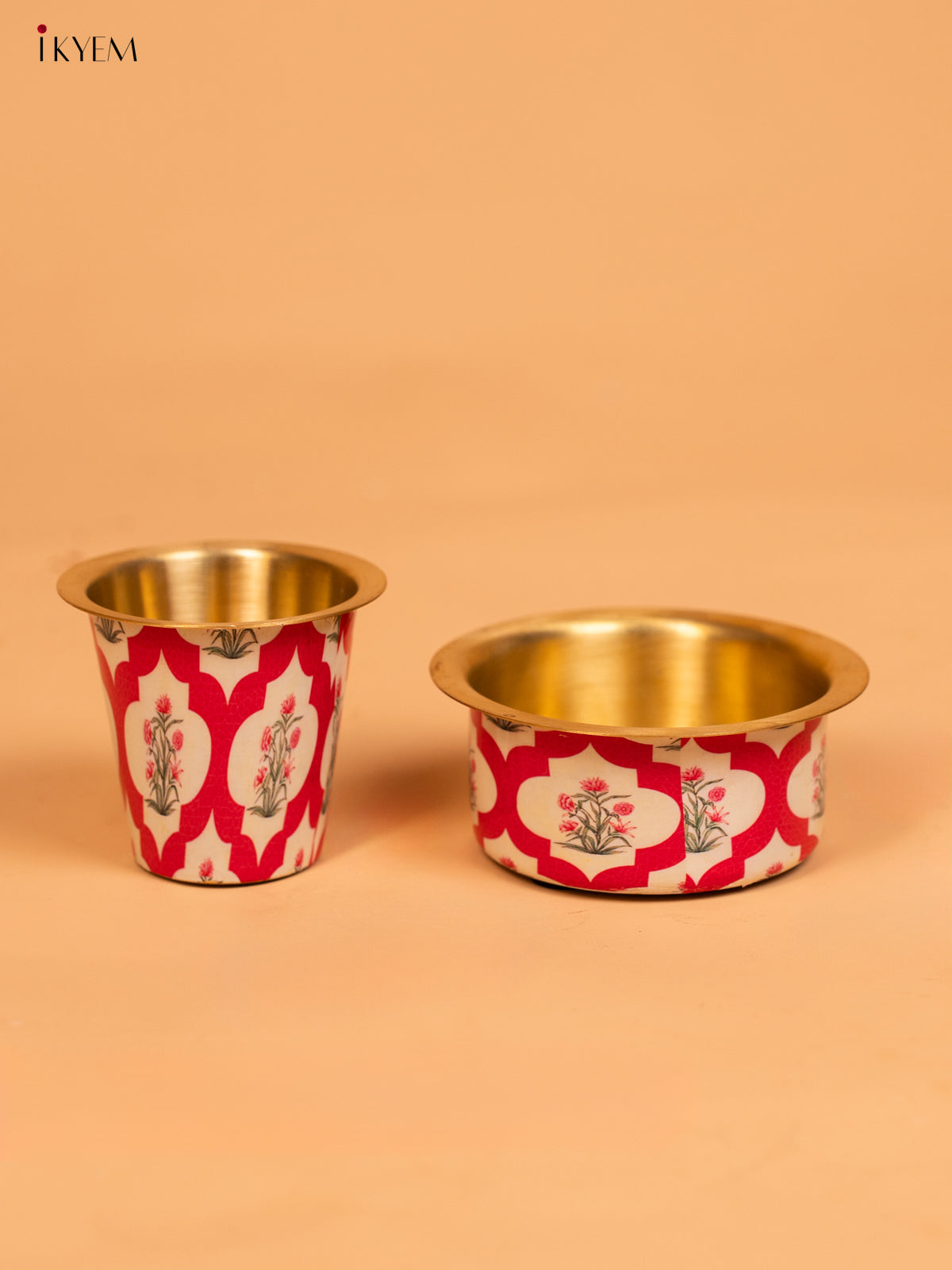 Brass Digital Printed Dabara Set - Poppy Flower - KD12123