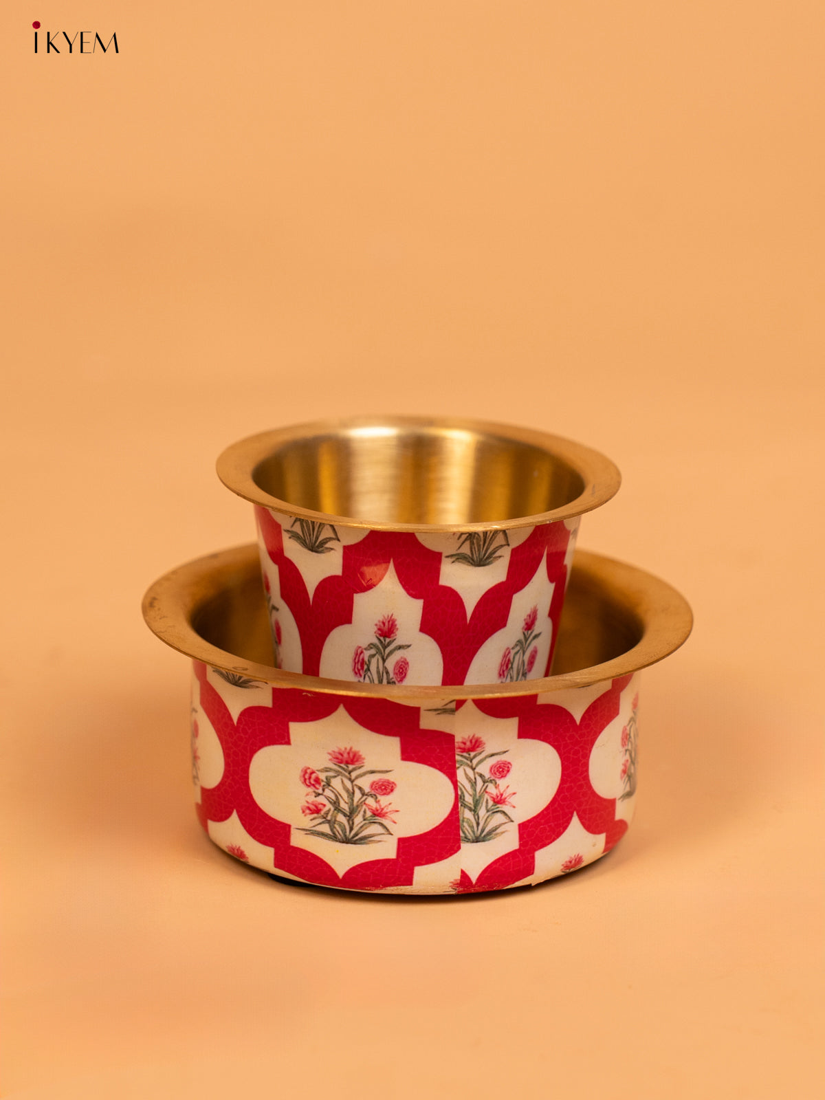 Brass Digital Printed Dabara Set - Poppy Flower - KD12123