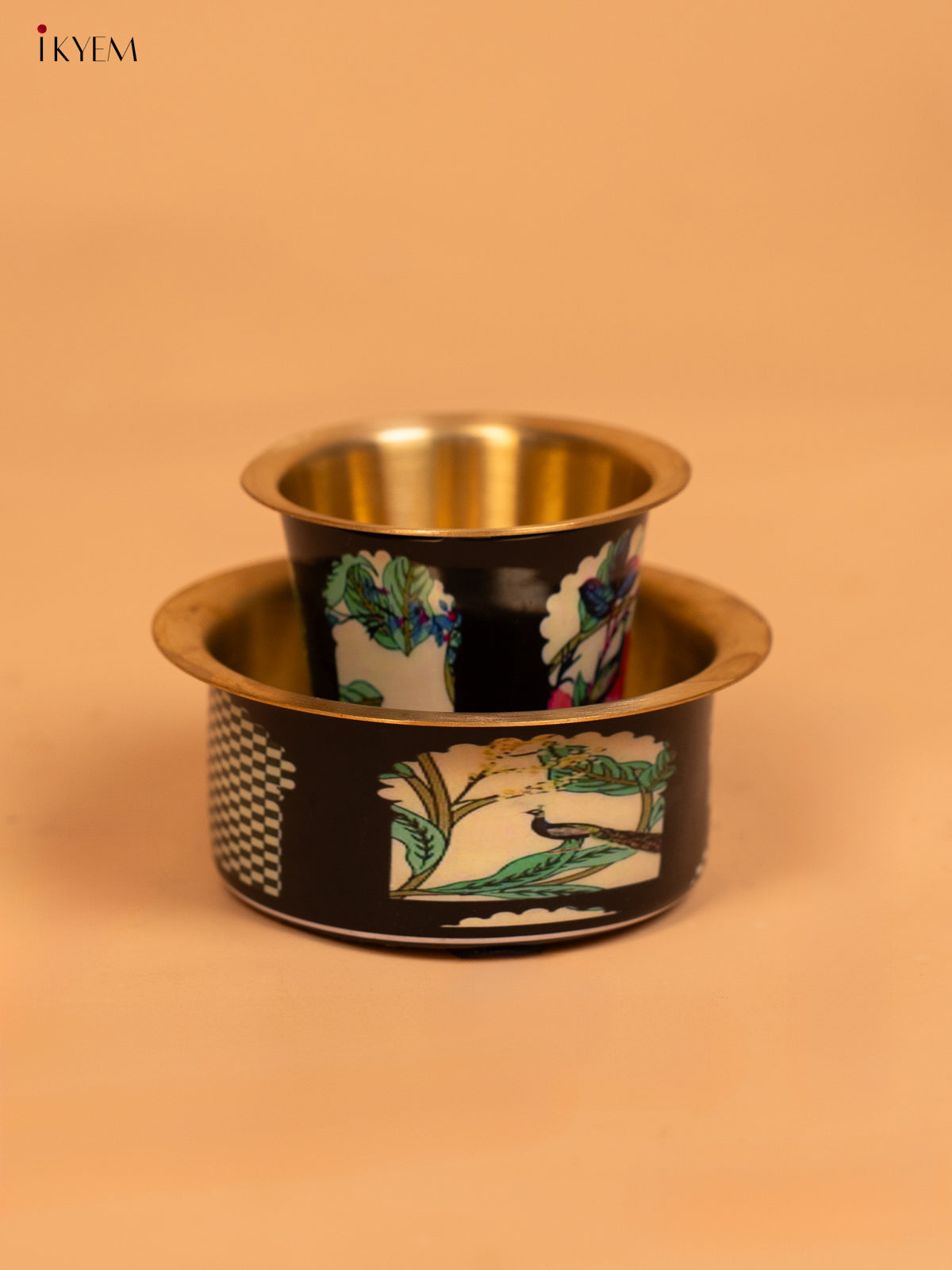 Brass Digital Printed  Dabara set - Peacock -KD12124