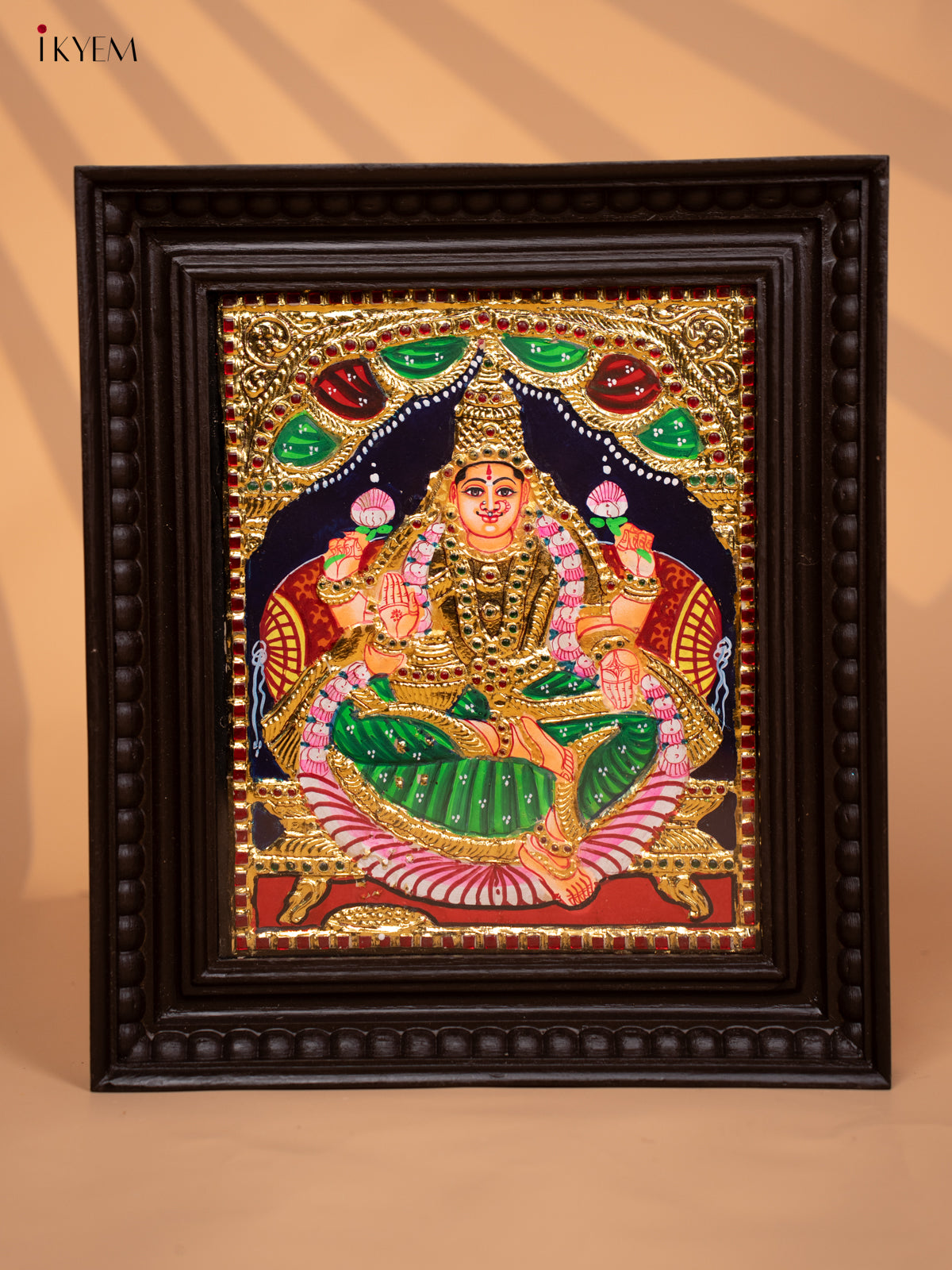 Lakshmi - Tanjore Painting (15x13) Green - KD17124