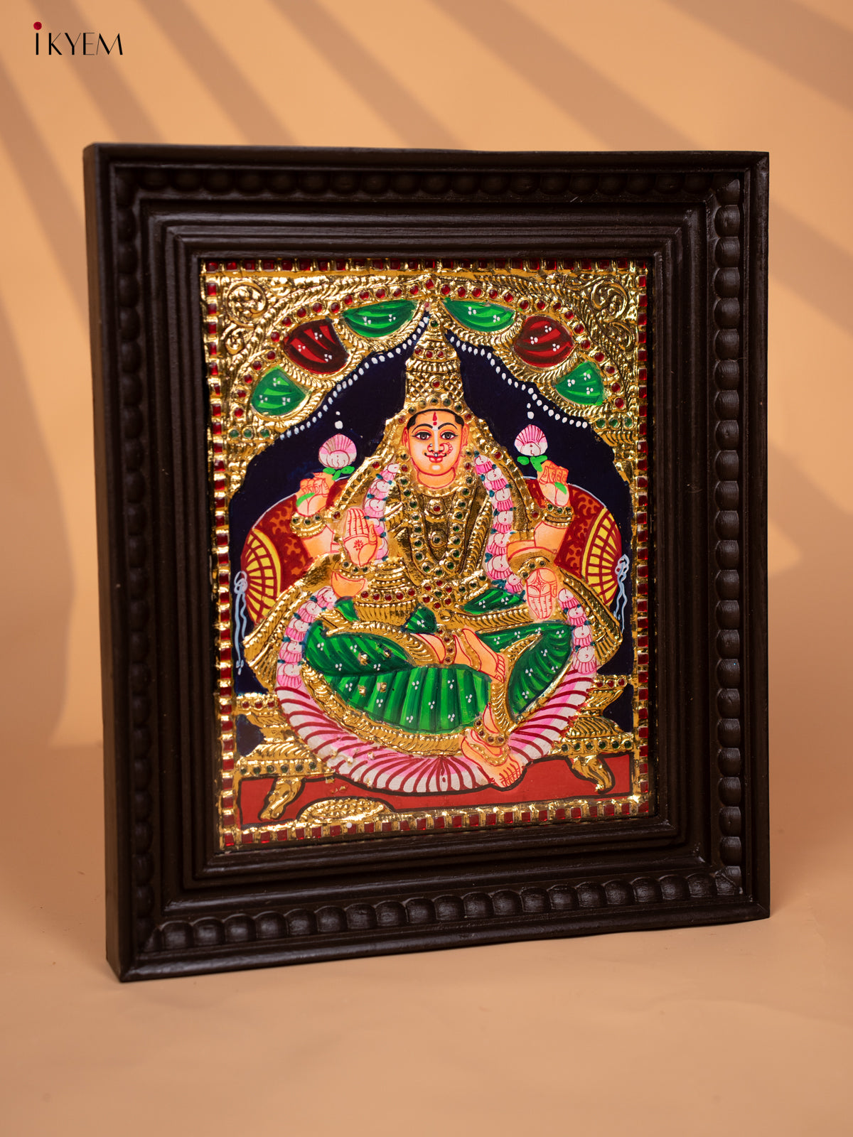 Lakshmi - Tanjore Painting (15x13) Green - KD17124