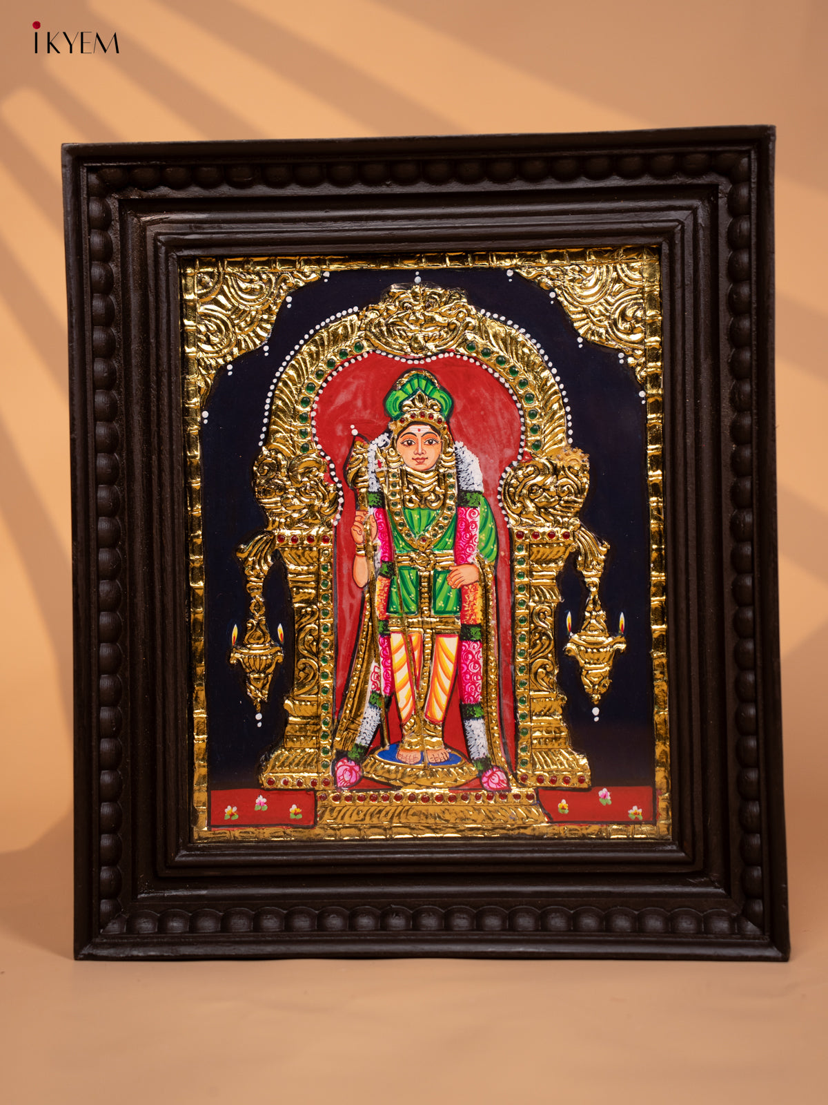 Murugar - Tanjore Painting (15x13) Green - KD17125