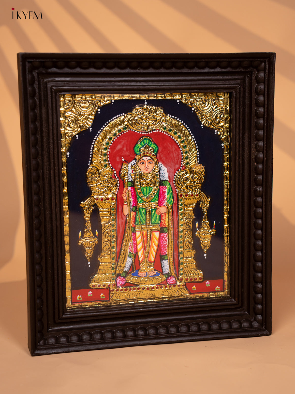 Murugar - Tanjore Painting (15x13) Green - KD17125