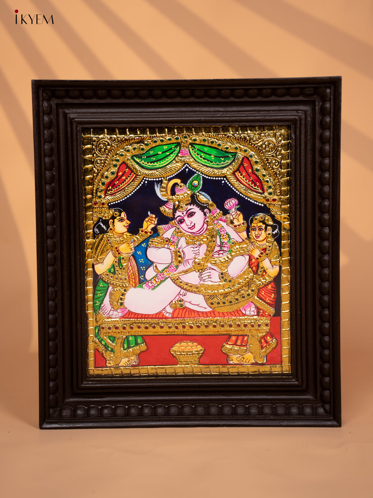 Butter Krishna Tanjore painting - Tanjore Painting (15x13) Red - KD17130
