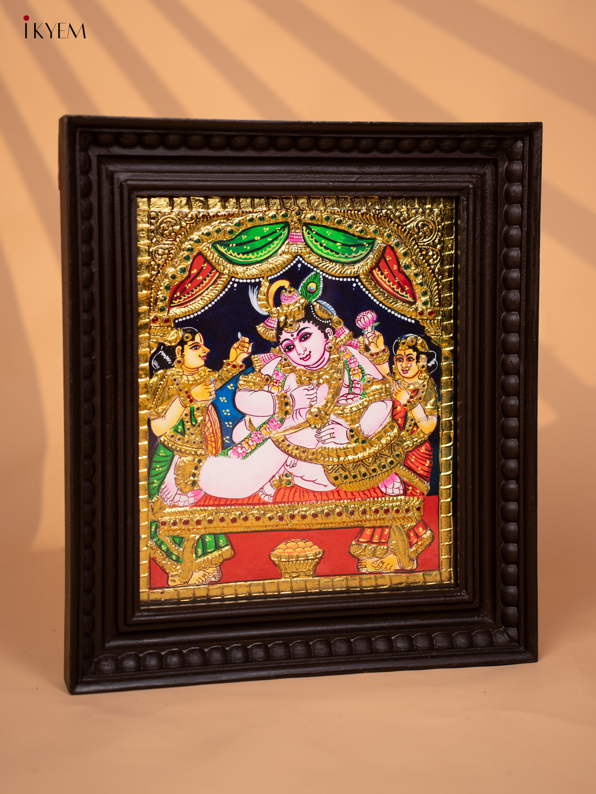 Butter Krishna Tanjore painting - Tanjore Painting (15x13) Red - KD17130
