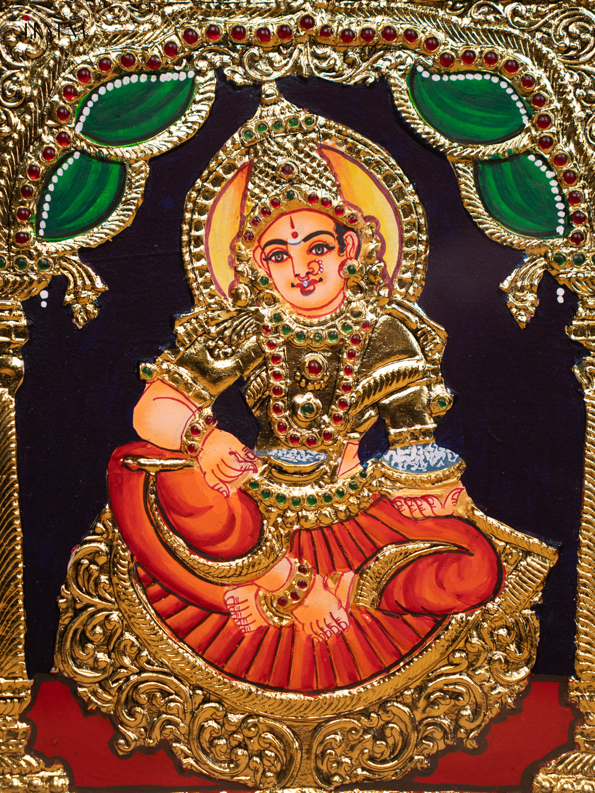 Anna Poorani - Tanjore Painting (15x13) Red - KD17131