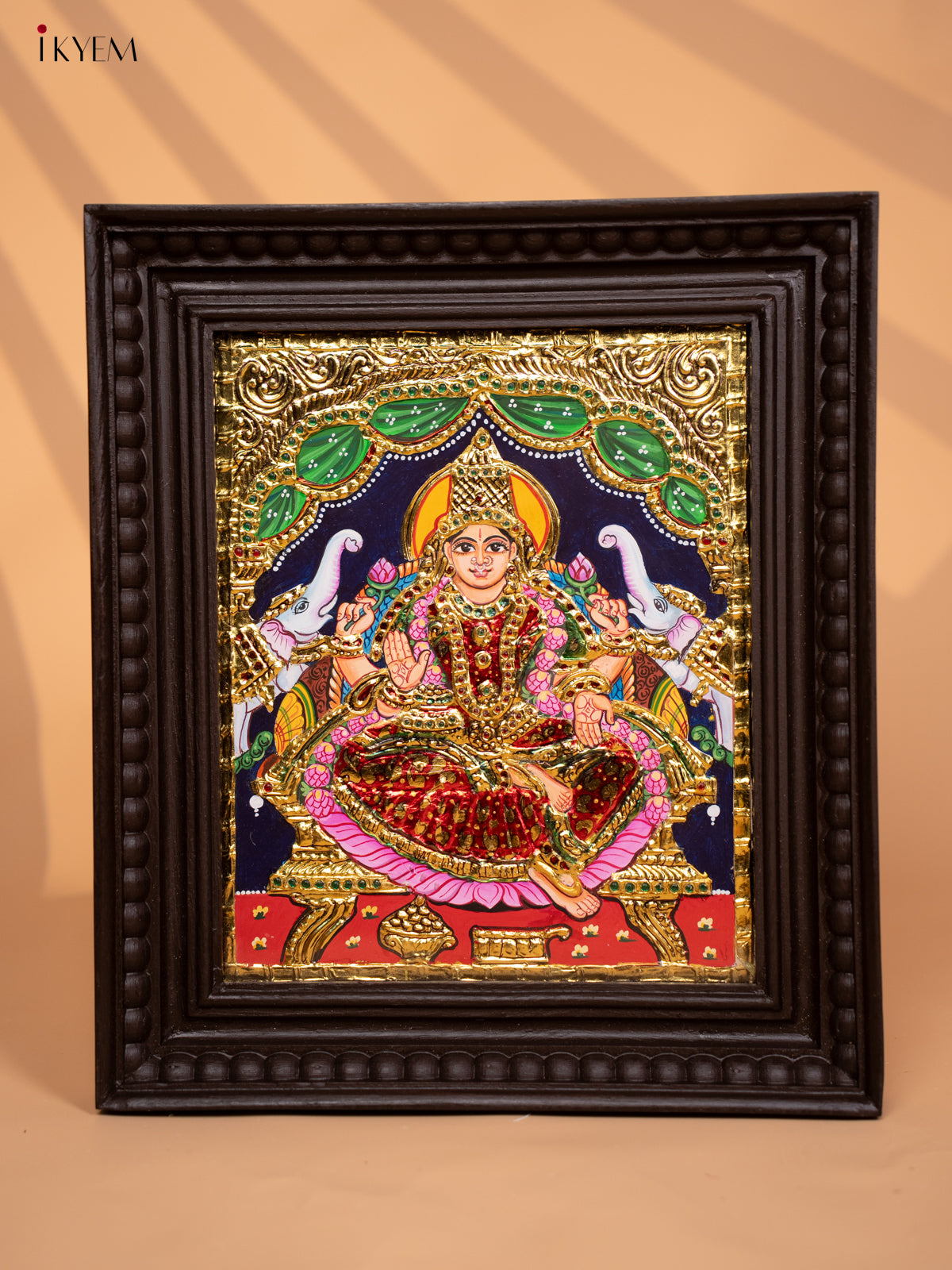 Gajalakshmi - Tanjore Painting (15x13) Red - KD17133