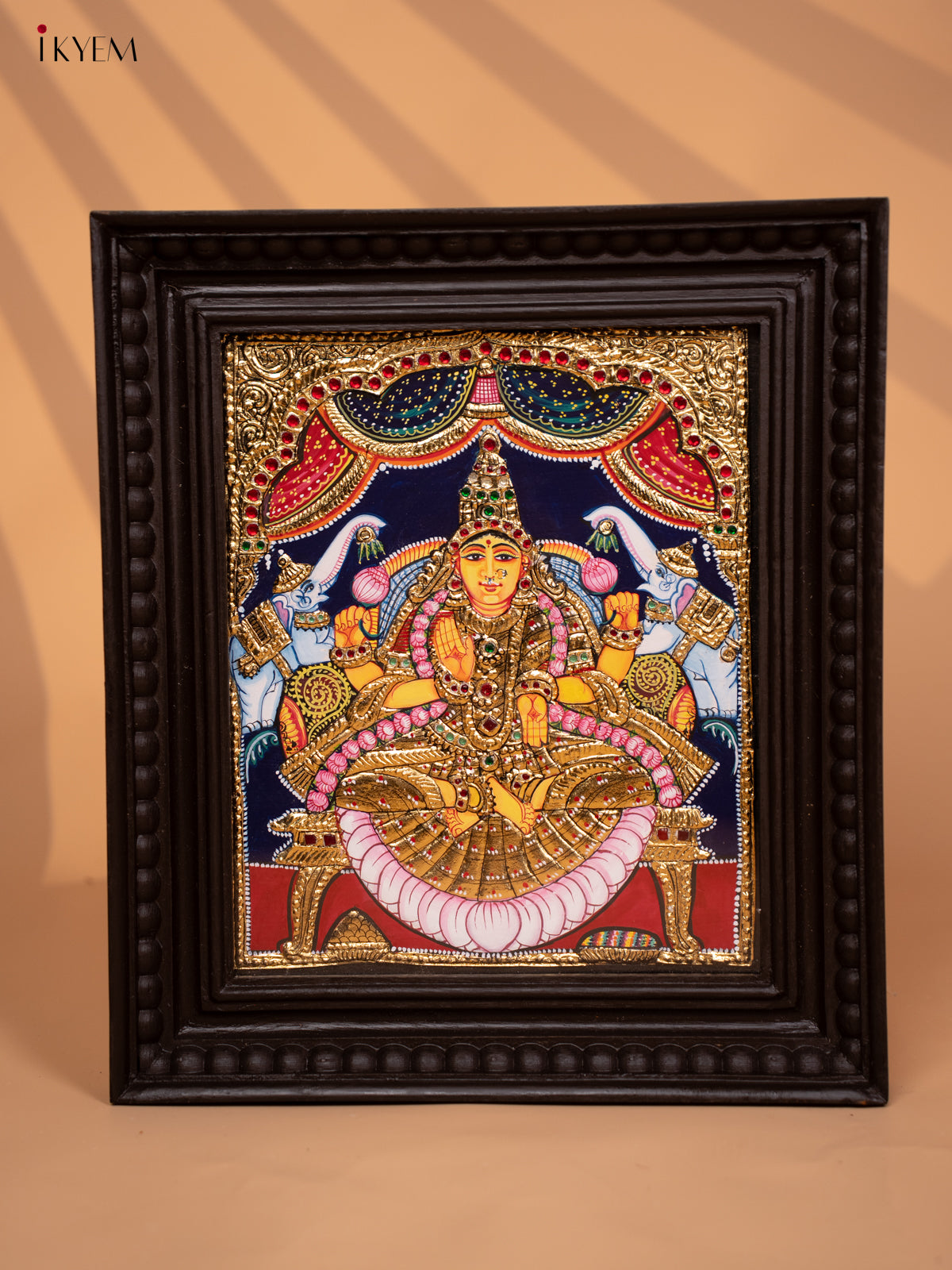 Gajalakshmi - Tanjore Painting (15x13) Pink - KD17137