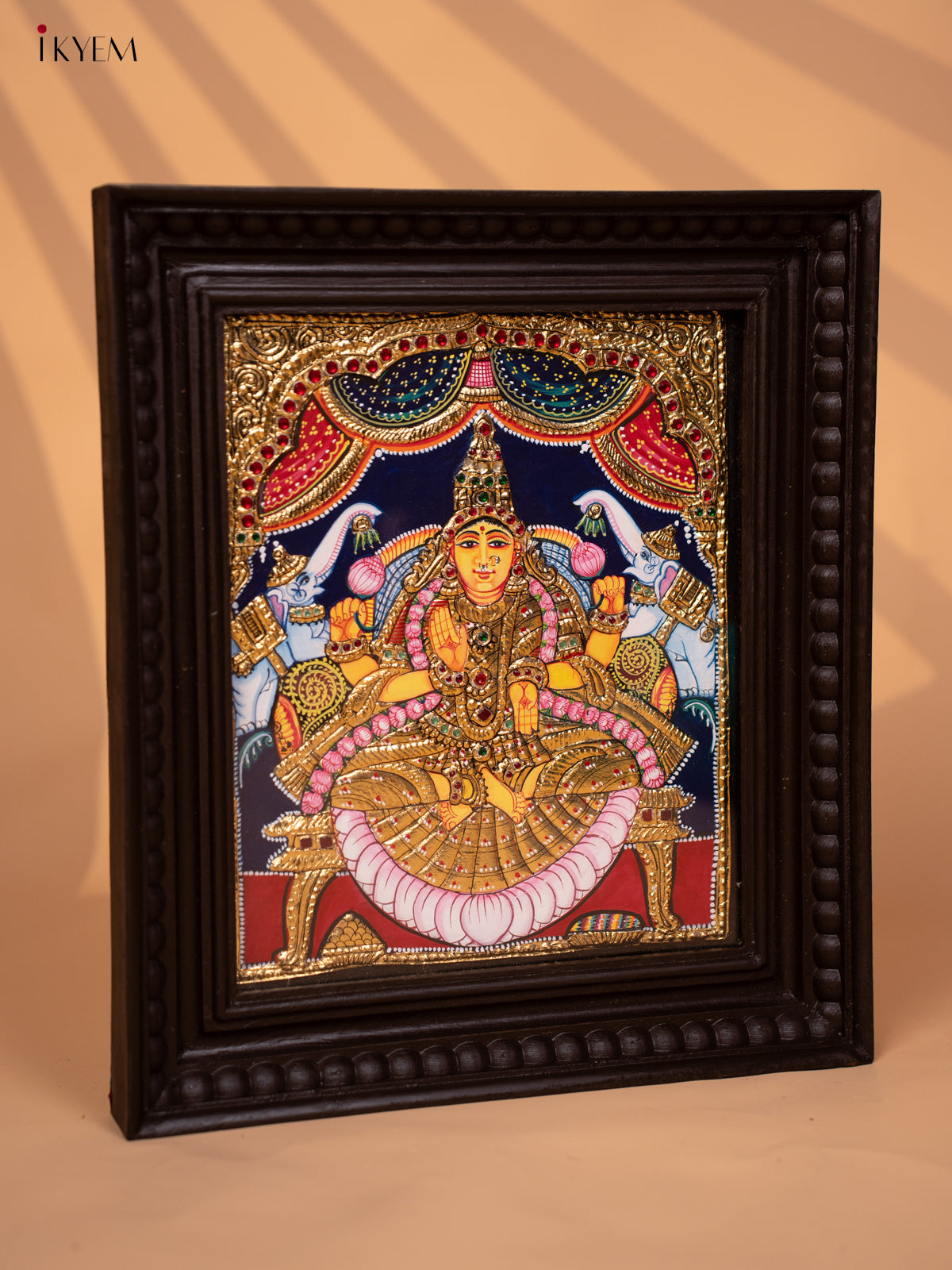 Gajalakshmi - Tanjore Painting (15x13) Pink - KD17137