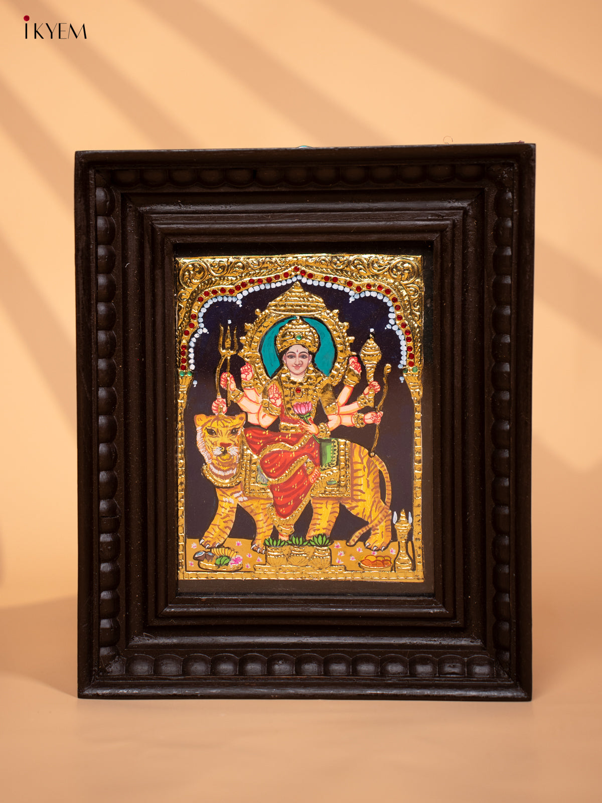 Durga - Tanjore Painting (11x9) Yellow - KD17145