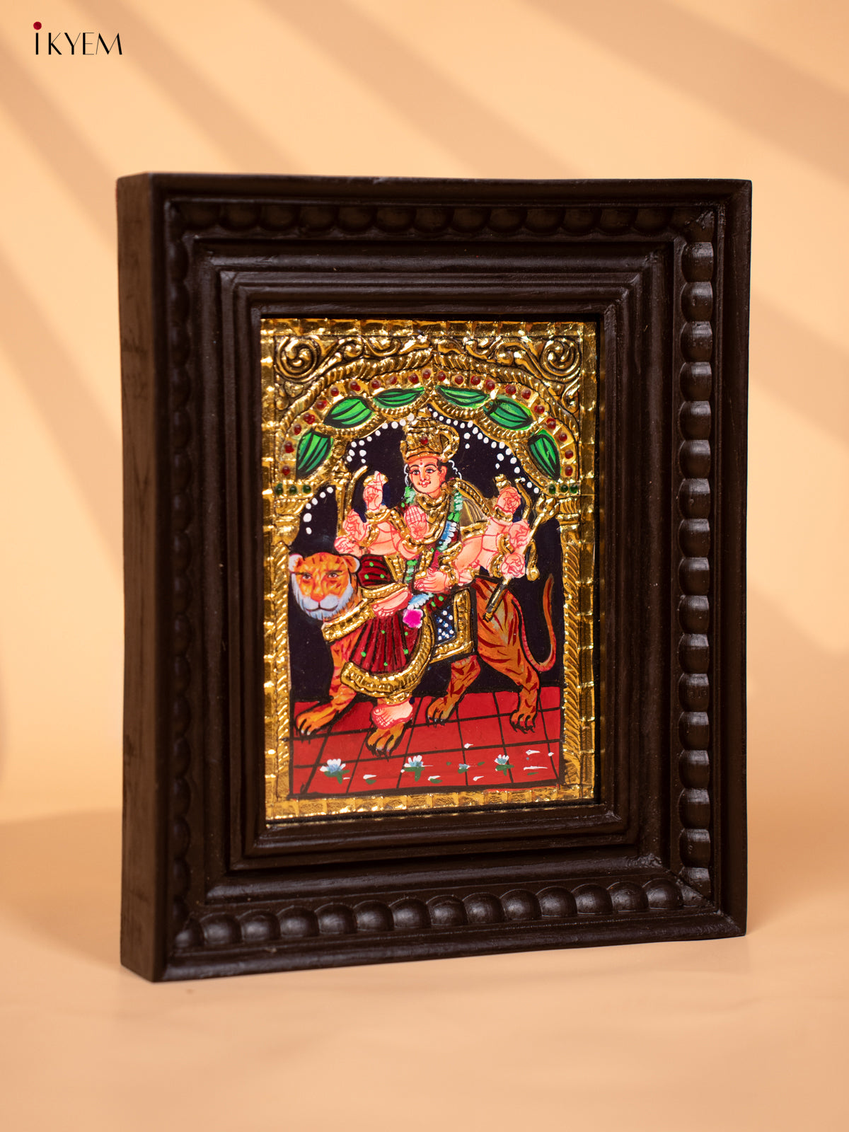 Durga - Tanjore Painting (11x9) Red - KD17146