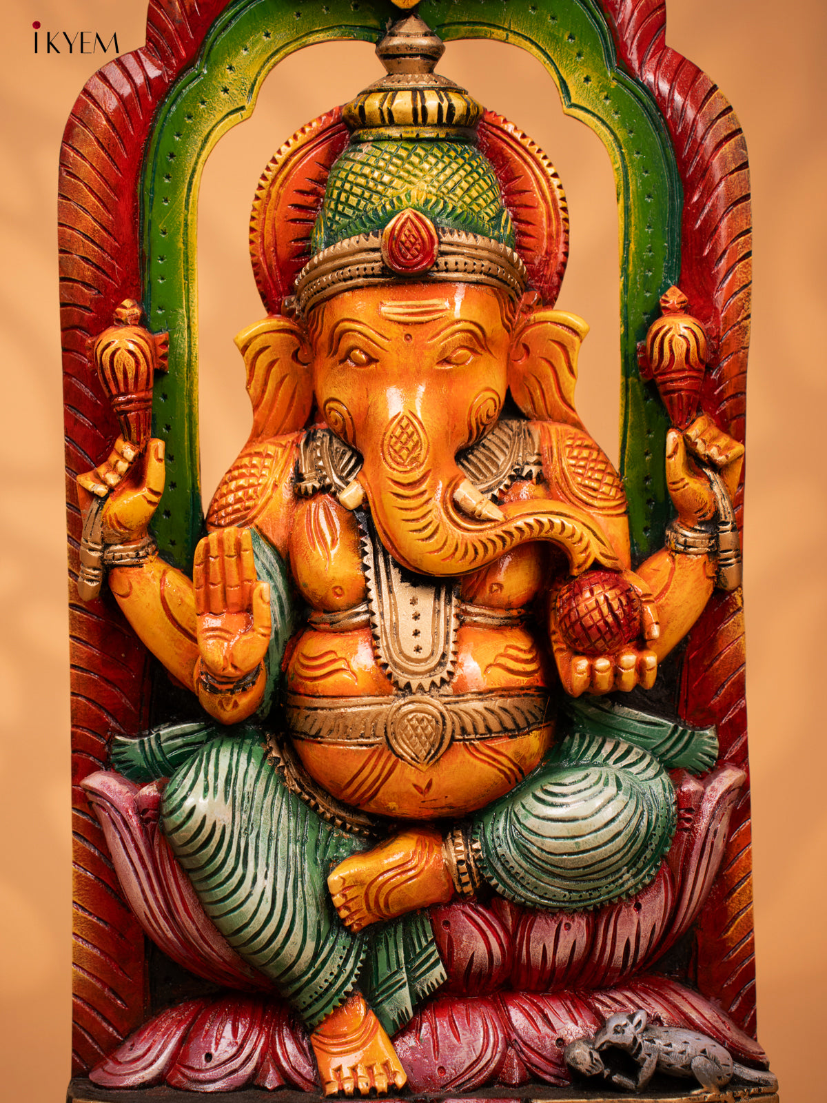 Wooden Hand Carved Painted Carving Ganesha - 27 Inch - KD18114